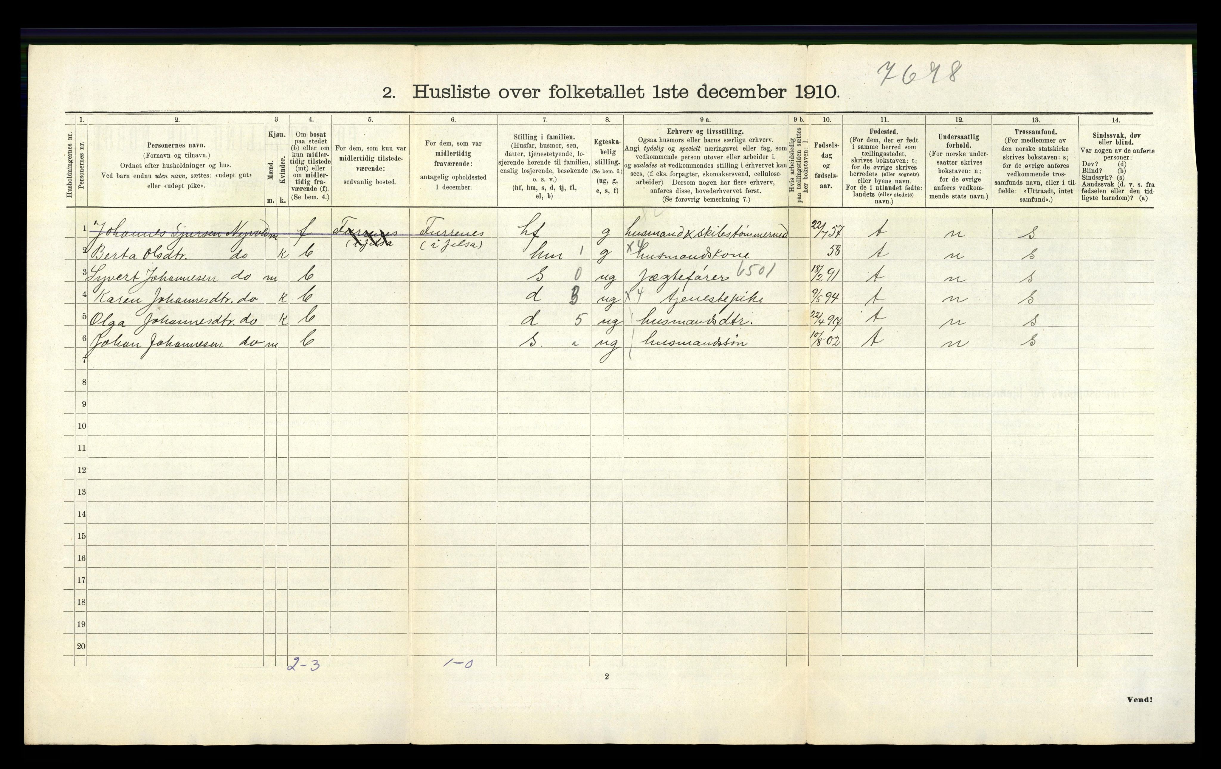 RA, 1910 census for Jelsa, 1910, p. 48