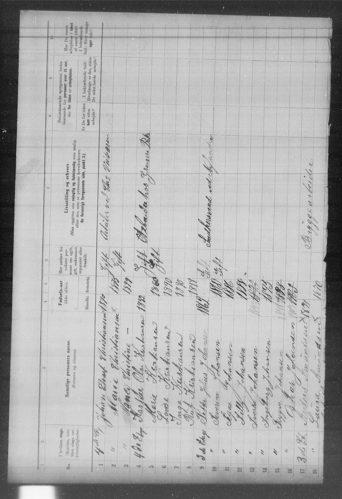 OBA, Municipal Census 1903 for Kristiania, 1903, p. 5478