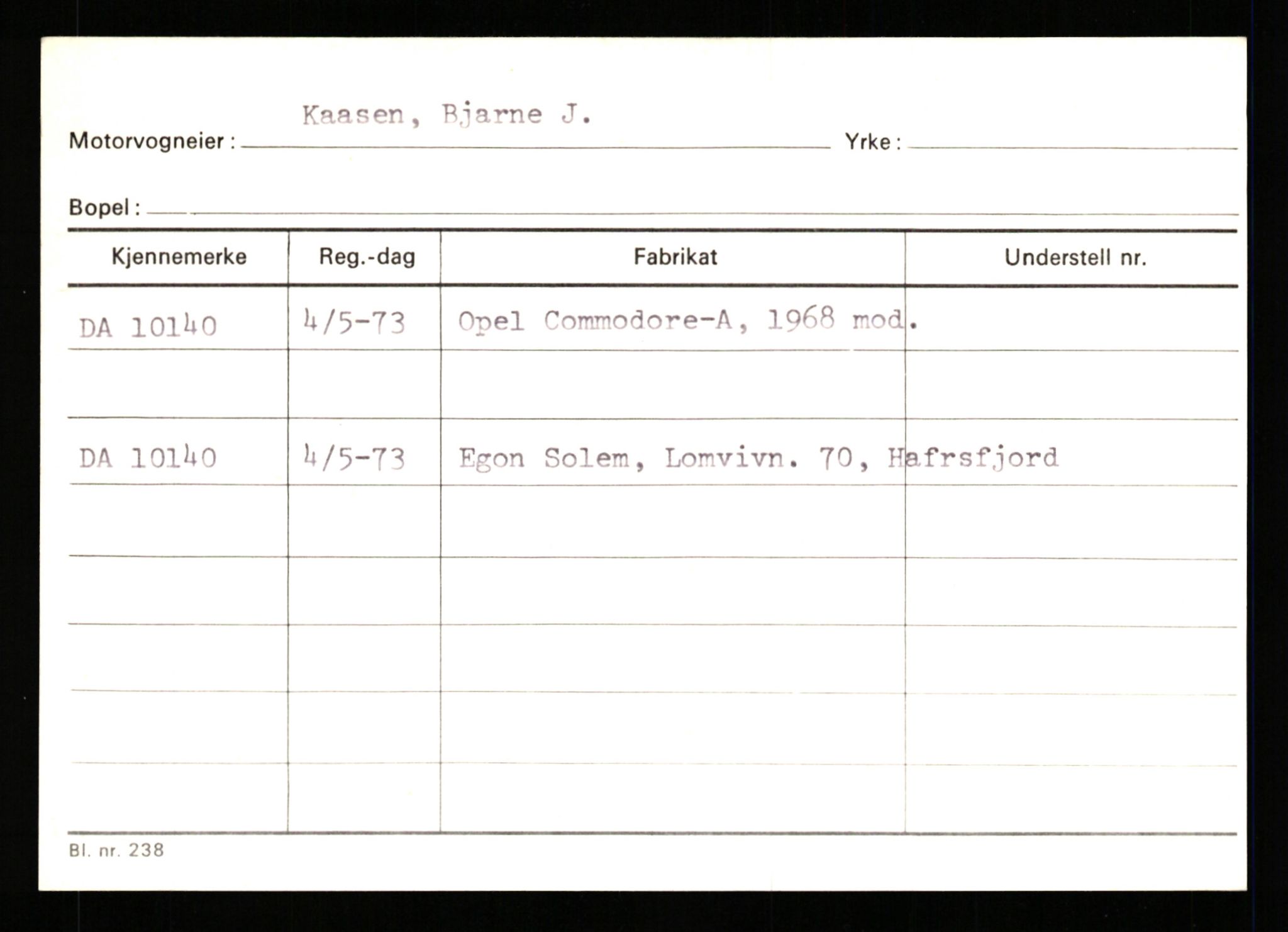 Stavanger trafikkstasjon, AV/SAST-A-101942/0/G/L0002: Registreringsnummer: 5791 - 10405, 1930-1971, p. 2948