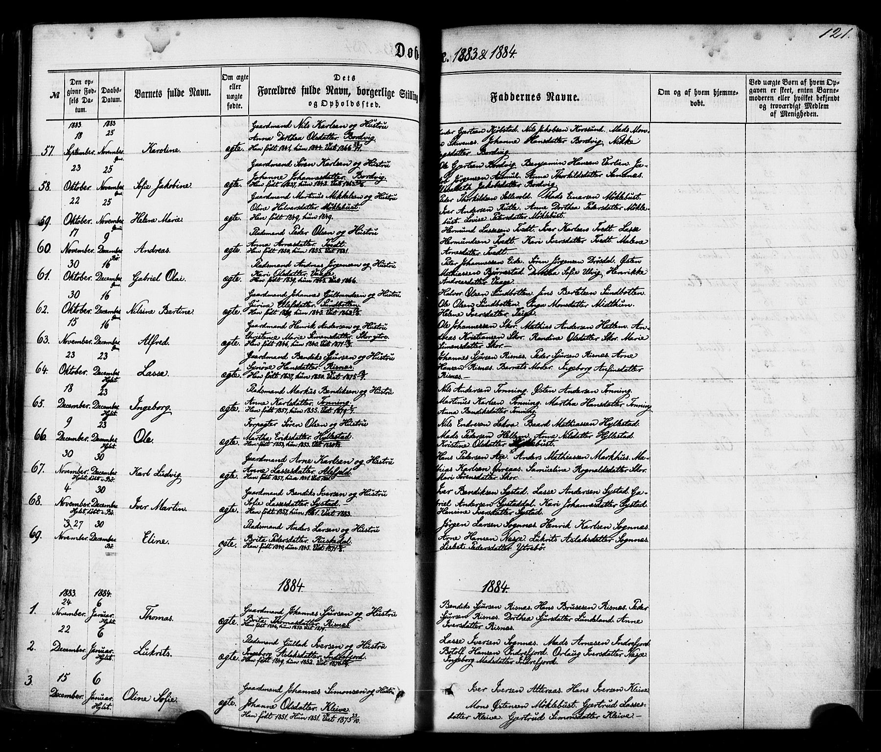 Hyllestad sokneprestembete, AV/SAB-A-80401: Parish register (official) no. A 1, 1861-1886, p. 121