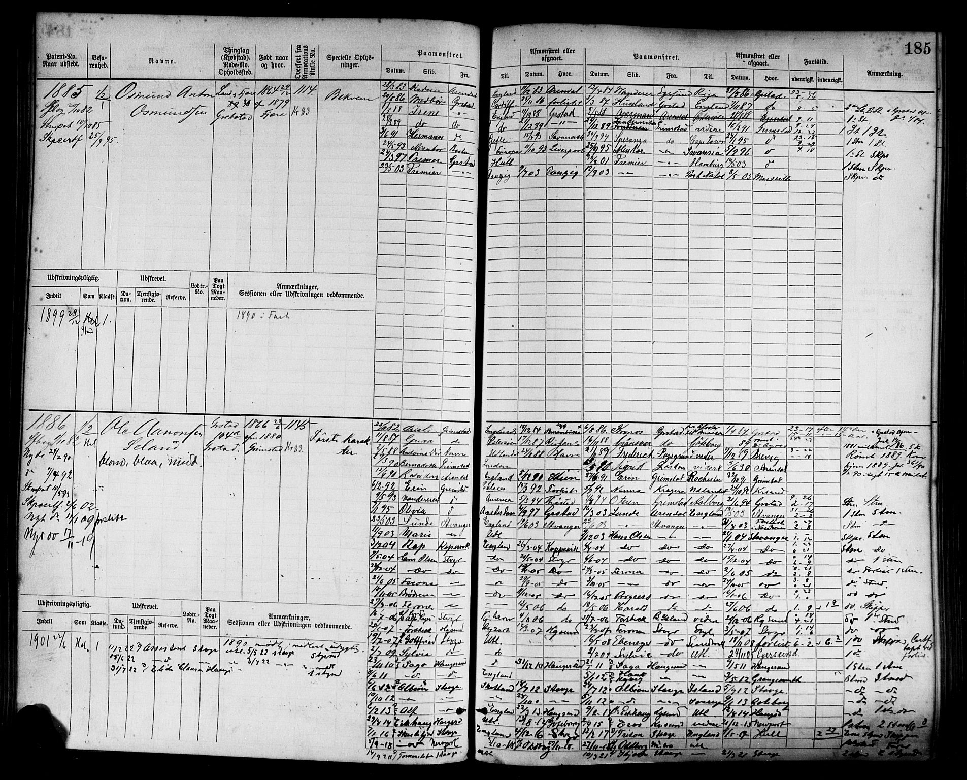 Grimstad mønstringskrets, AV/SAK-2031-0013/F/Fb/L0003: Hovedrulle nr 1517-2276, F-6, 1877-1888, p. 193