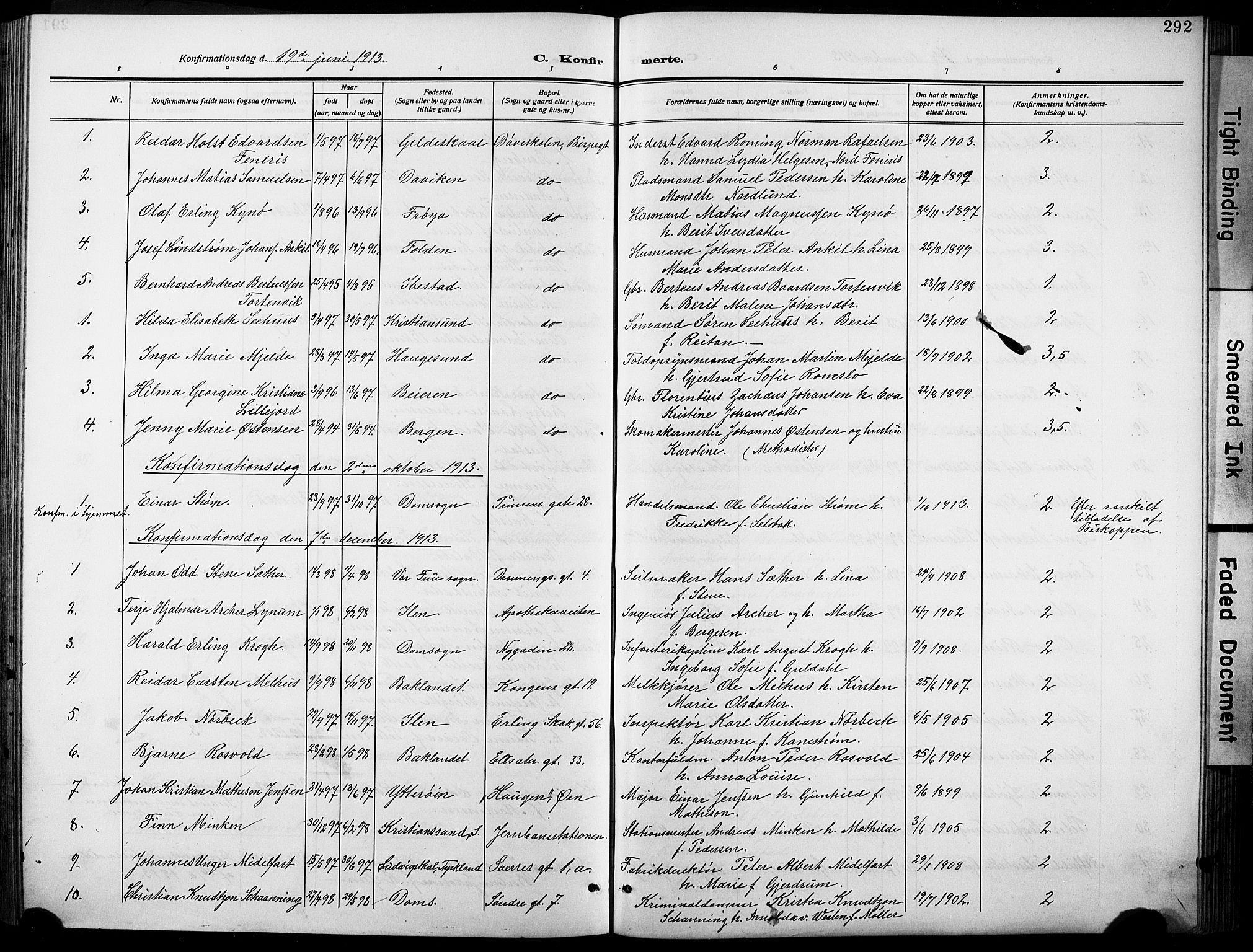 Ministerialprotokoller, klokkerbøker og fødselsregistre - Sør-Trøndelag, AV/SAT-A-1456/601/L0096: Parish register (copy) no. 601C14, 1911-1931, p. 292