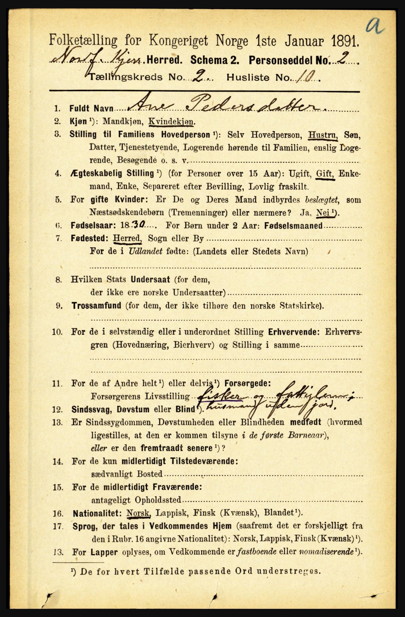 RA, 1891 census for 1846 Nordfold-Kjerringøy, 1891, p. 501