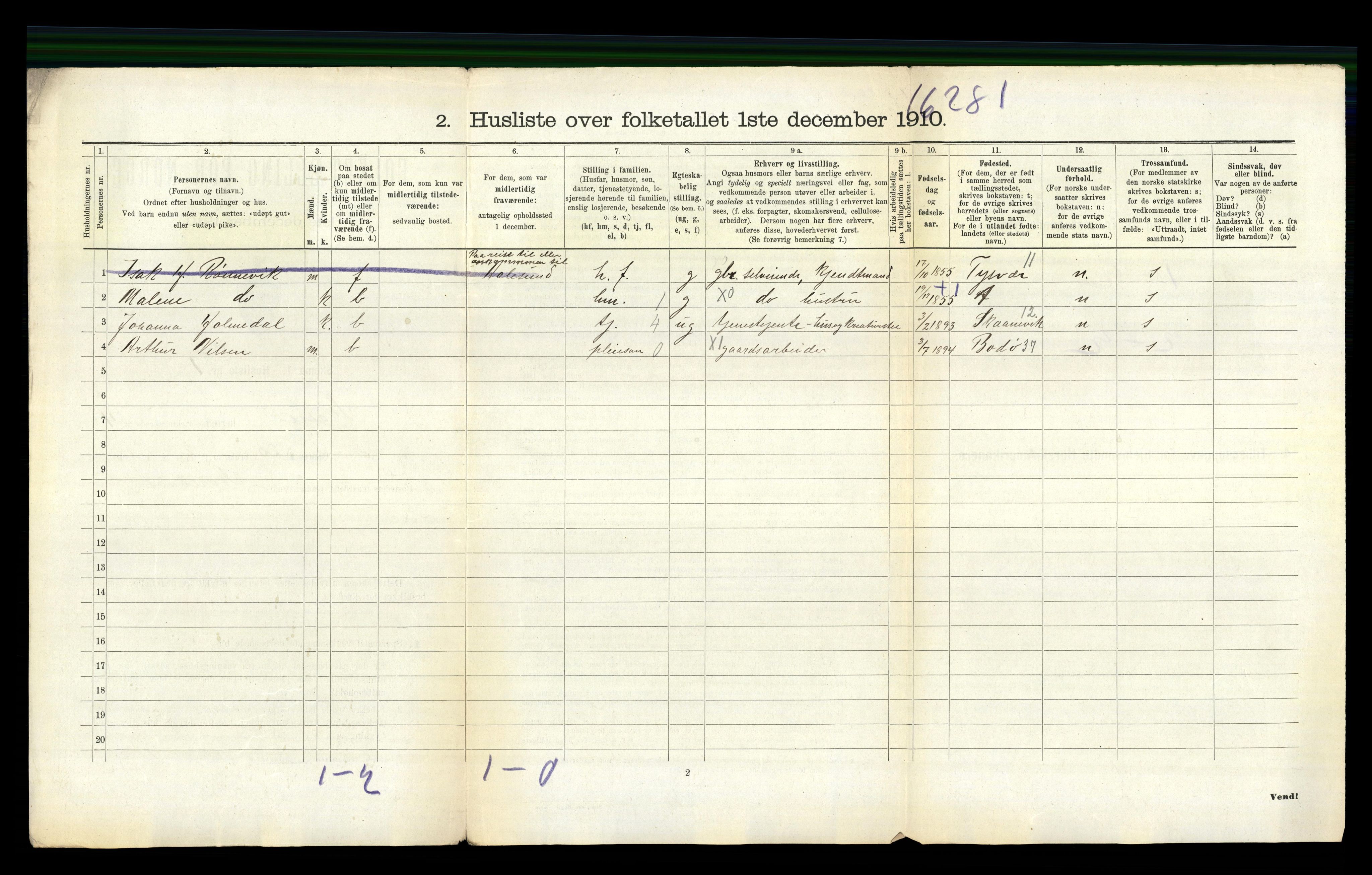 RA, 1910 census for Skåre, 1910, p. 265