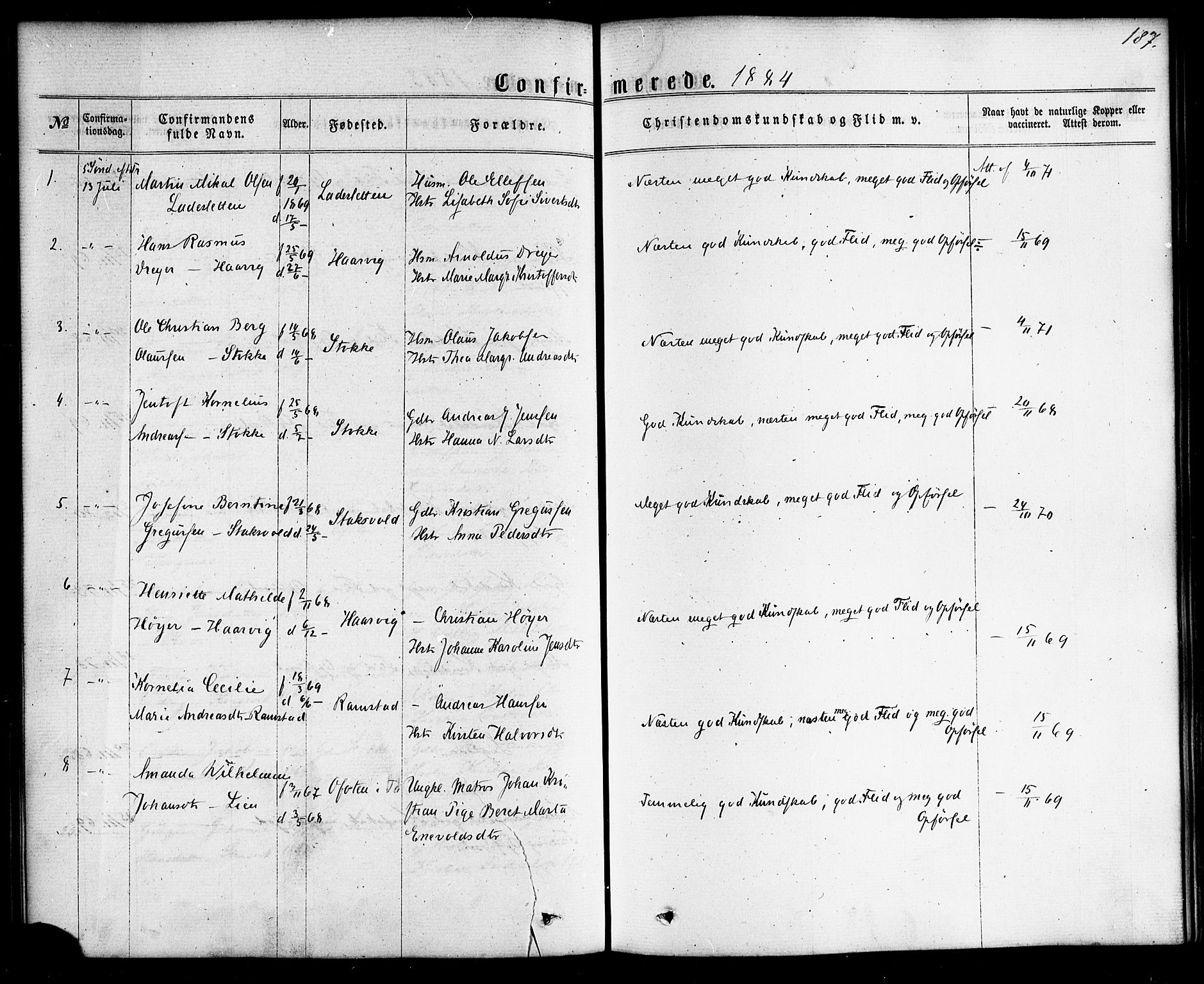 Ministerialprotokoller, klokkerbøker og fødselsregistre - Nordland, AV/SAT-A-1459/865/L0923: Parish register (official) no. 865A01, 1864-1884, p. 187