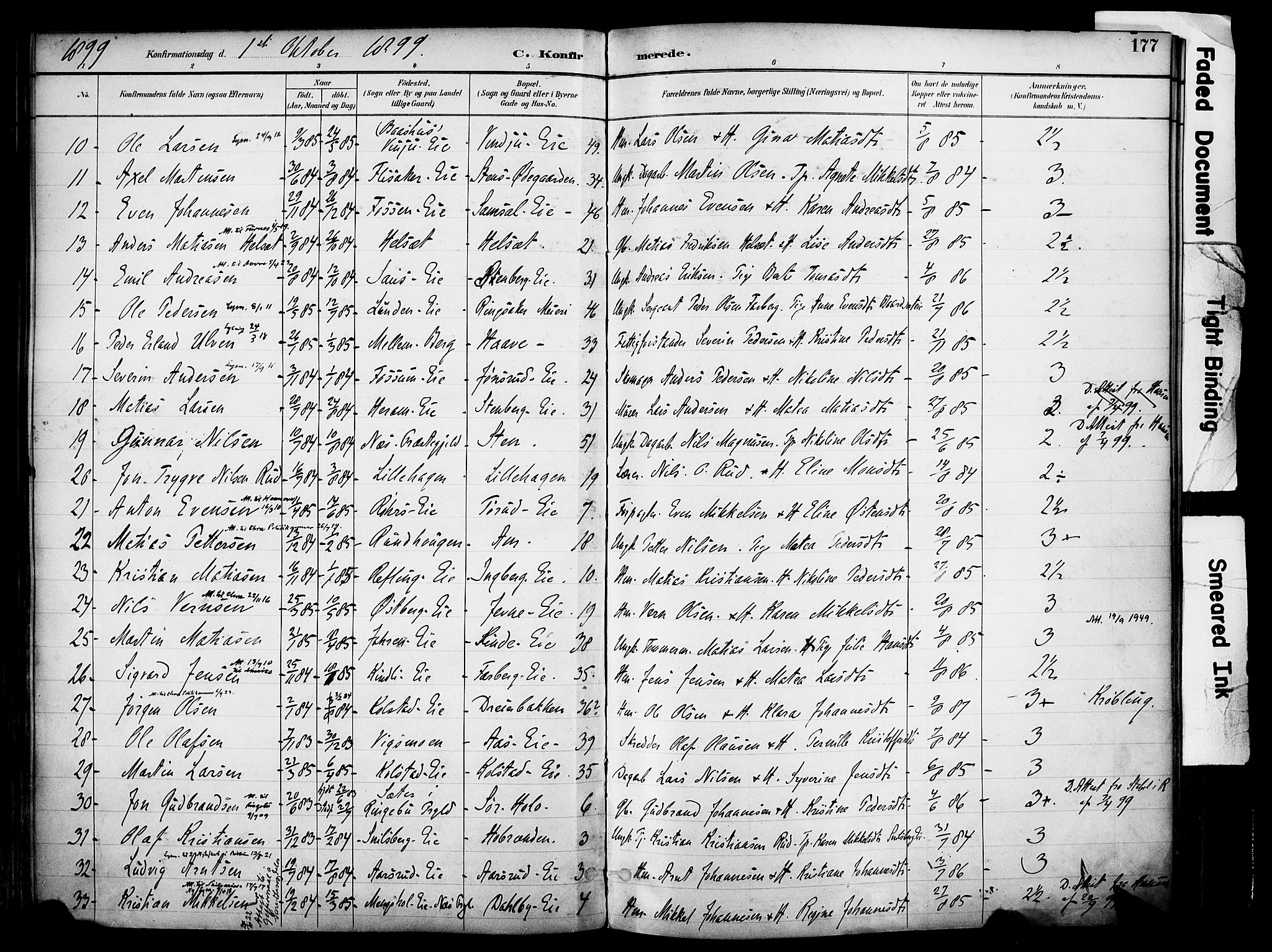 Ringsaker prestekontor, SAH/PREST-014/K/Ka/L0017: Parish register (official) no. 17, 1891-1902, p. 177