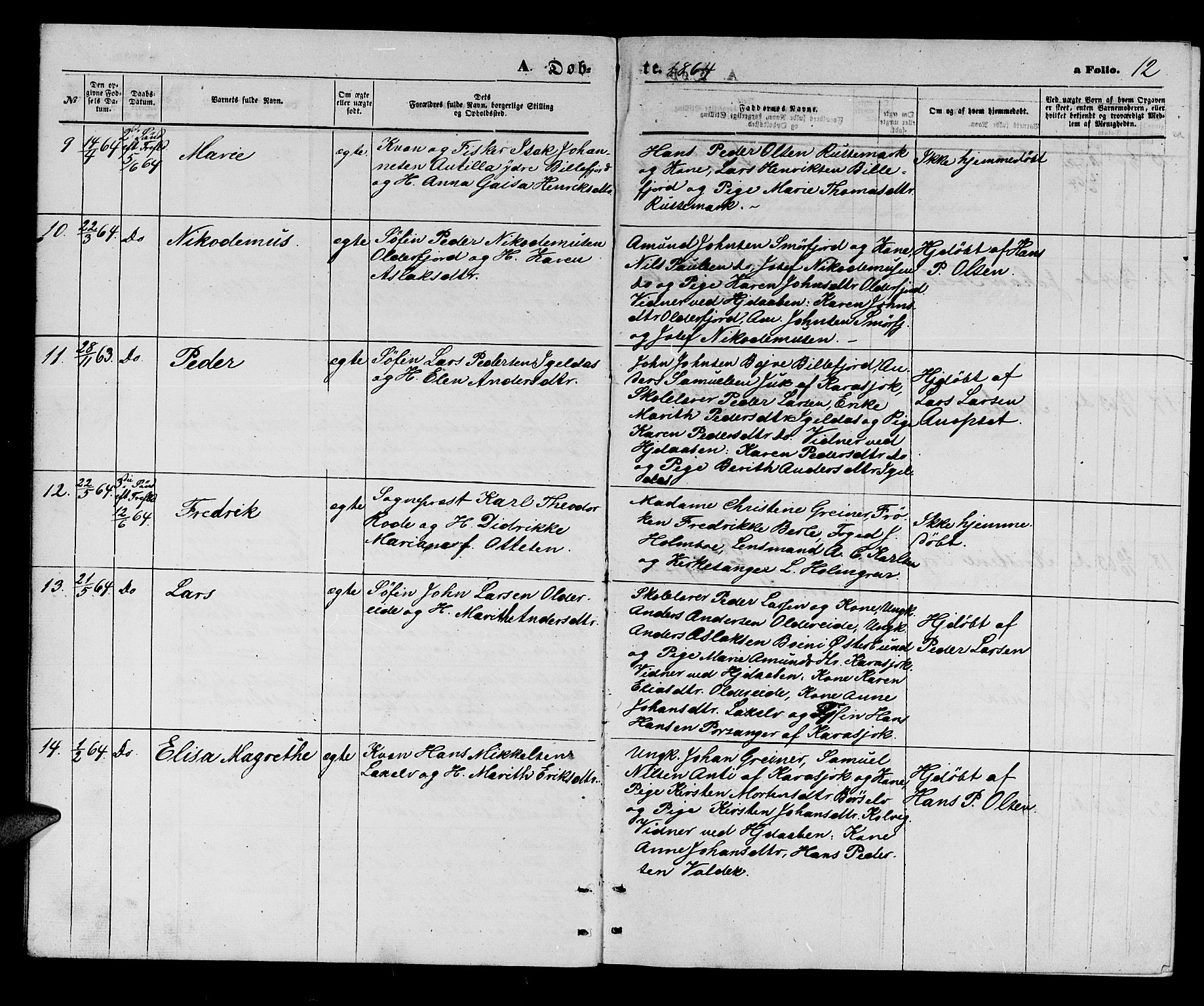 Kistrand/Porsanger sokneprestembete, AV/SATØ-S-1351/H/Hb/L0002.klokk: Parish register (copy) no. 2, 1862-1873, p. 12