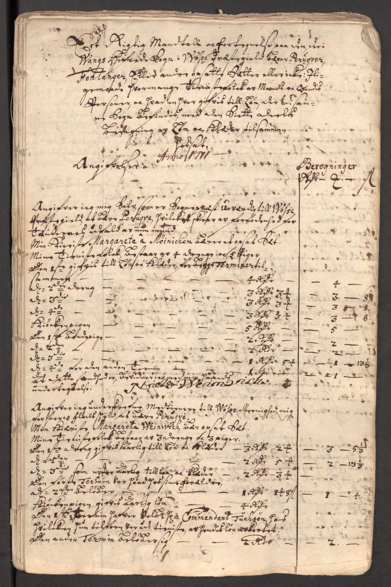 Rentekammeret inntil 1814, Reviderte regnskaper, Fogderegnskap, AV/RA-EA-4092/R51/L3193: Fogderegnskap Nordhordland og Voss, 1711, p. 379