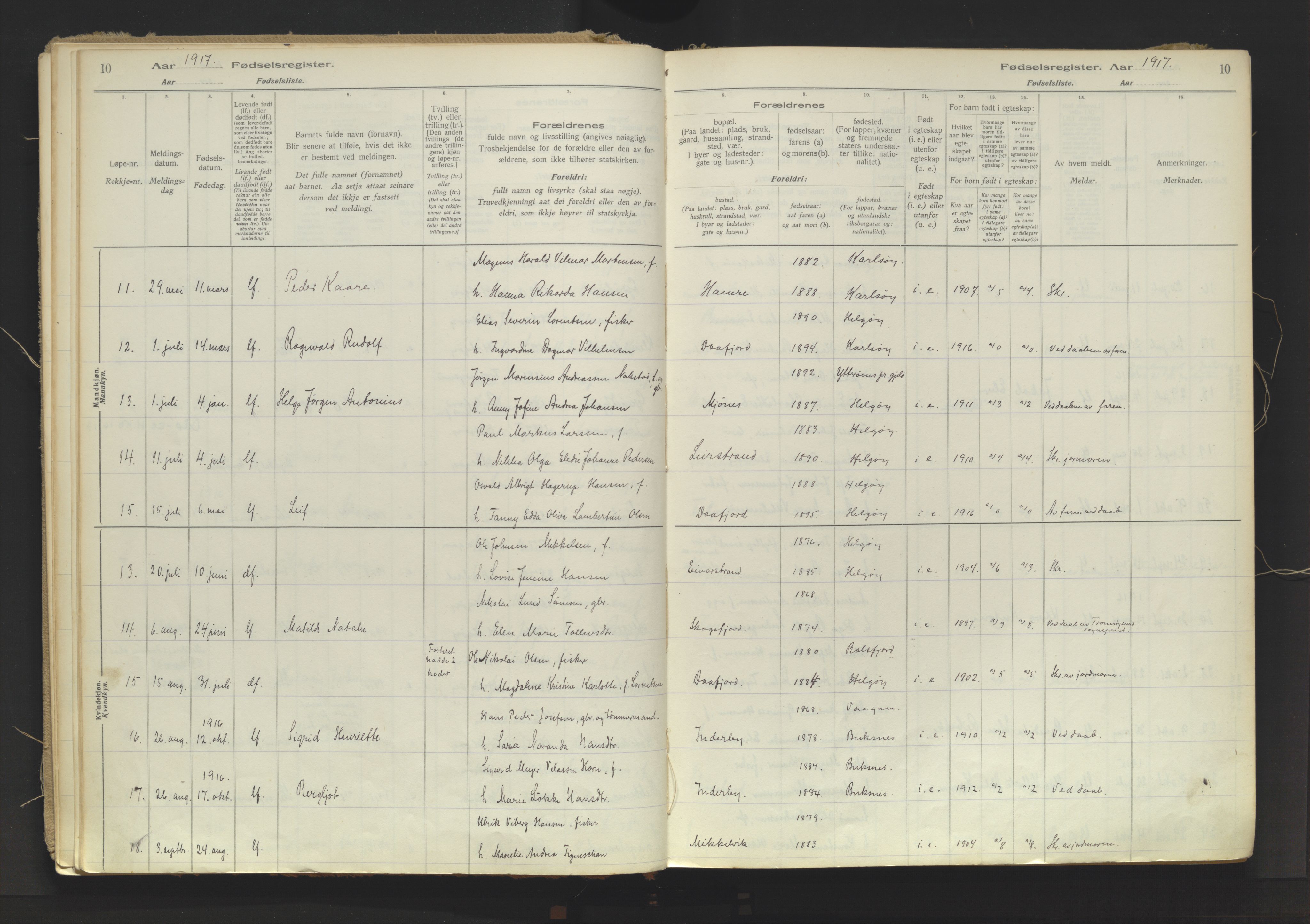 Karlsøy sokneprestembete, AV/SATØ-S-1299/I/Ic/L0067: Birth register no. 67, 1916-1958, p. 10