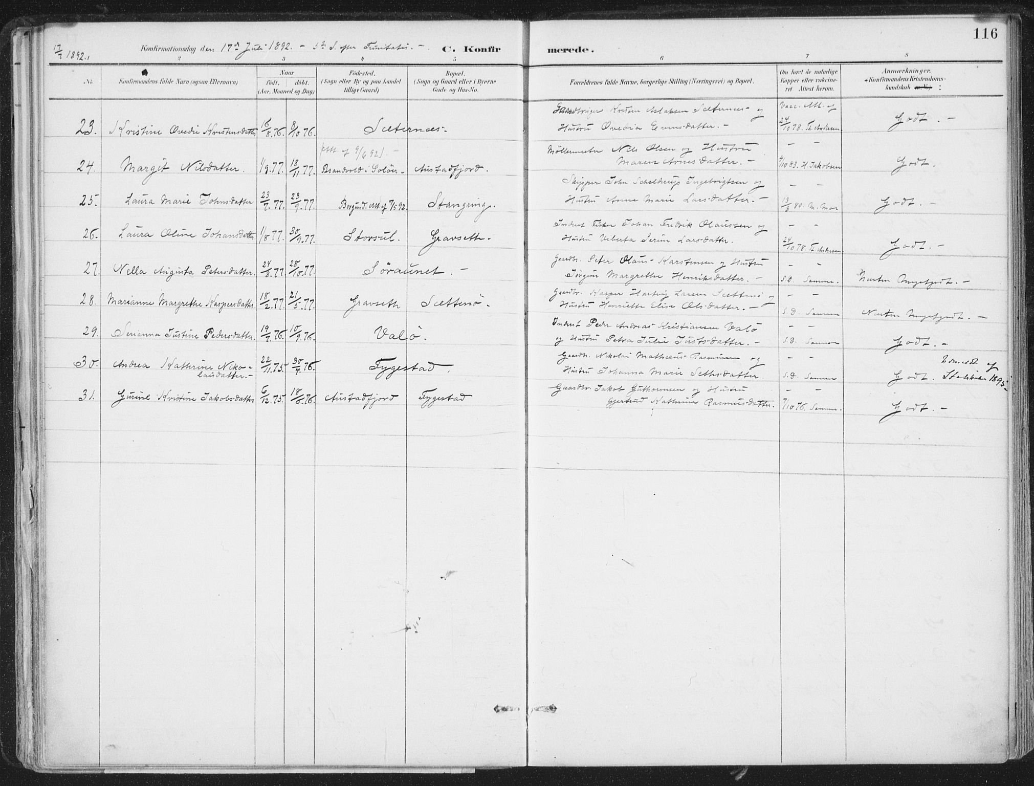 Ministerialprotokoller, klokkerbøker og fødselsregistre - Nord-Trøndelag, AV/SAT-A-1458/786/L0687: Parish register (official) no. 786A03, 1888-1898, p. 116