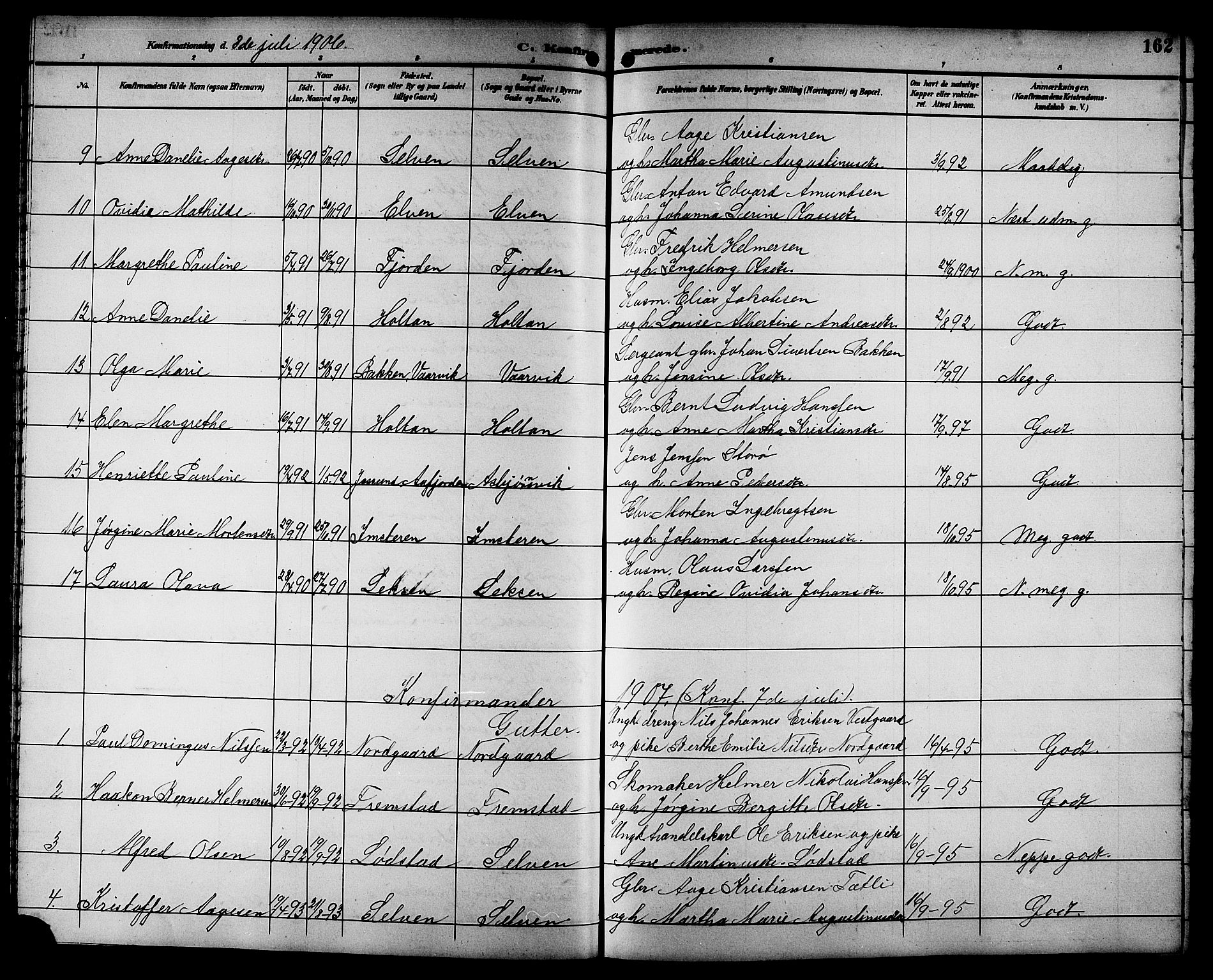 Ministerialprotokoller, klokkerbøker og fødselsregistre - Sør-Trøndelag, SAT/A-1456/662/L0757: Parish register (copy) no. 662C02, 1892-1918, p. 162