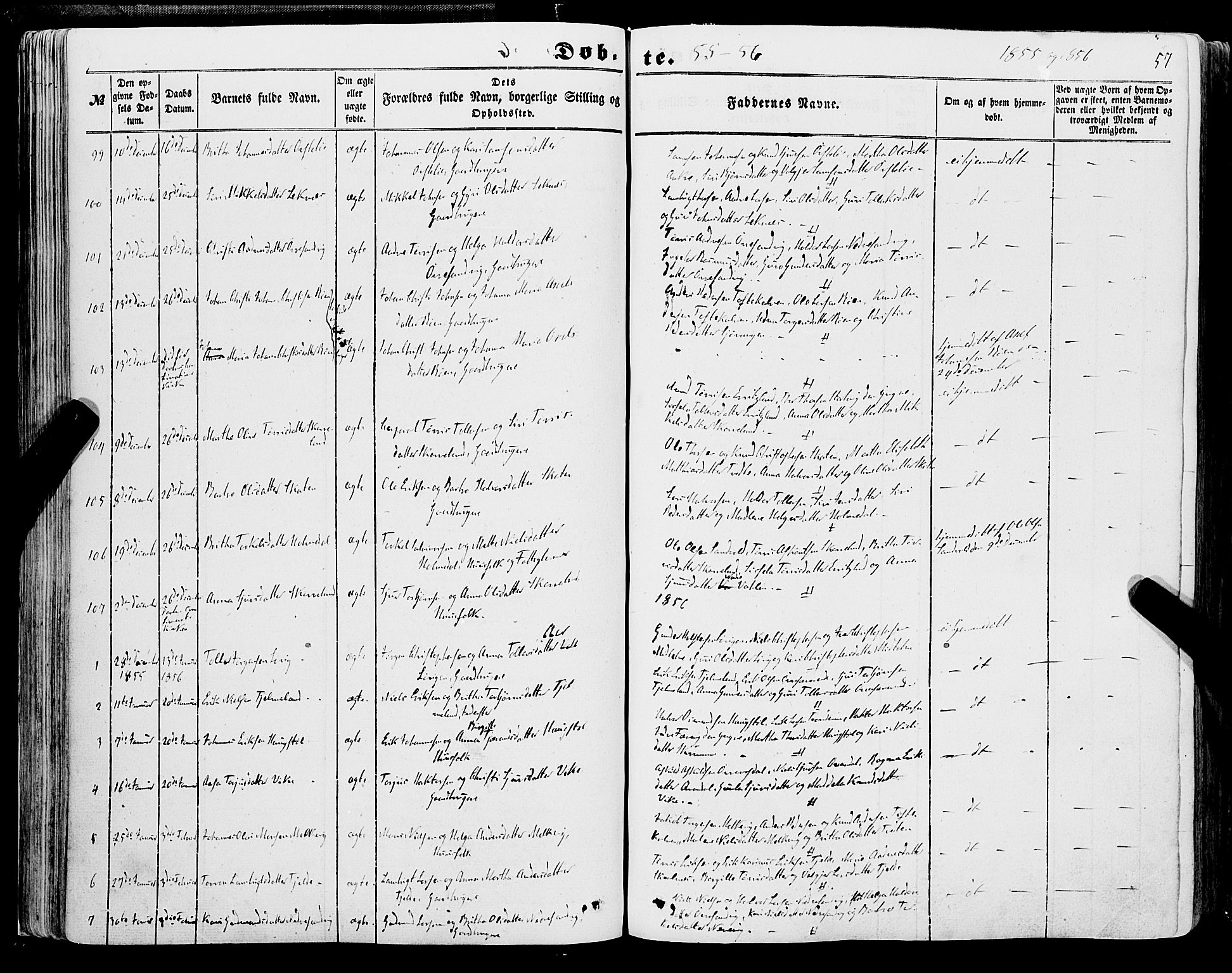 Skånevik sokneprestembete, AV/SAB-A-77801/H/Haa: Parish register (official) no. A 5I, 1848-1869, p. 57