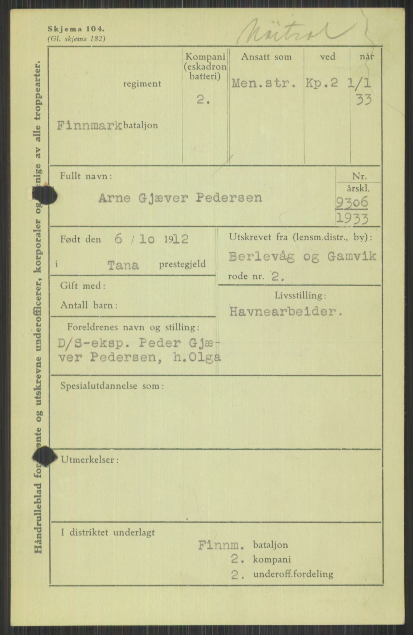 Forsvaret, Varanger bataljon, AV/RA-RAFA-2258/1/D/L0440: Rulleblad for fødte 1892-1912, 1892-1912, p. 1733