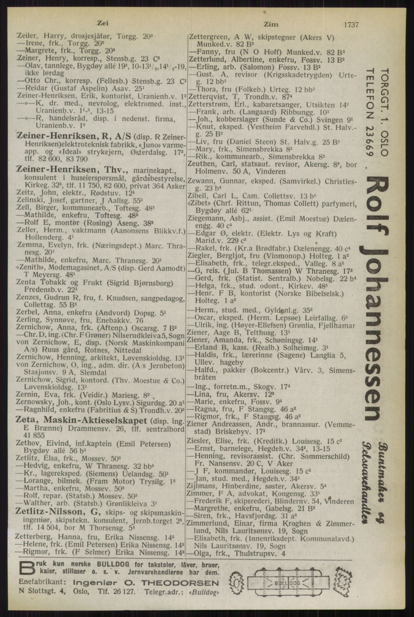 Kristiania/Oslo adressebok, PUBL/-, 1944, p. 1737