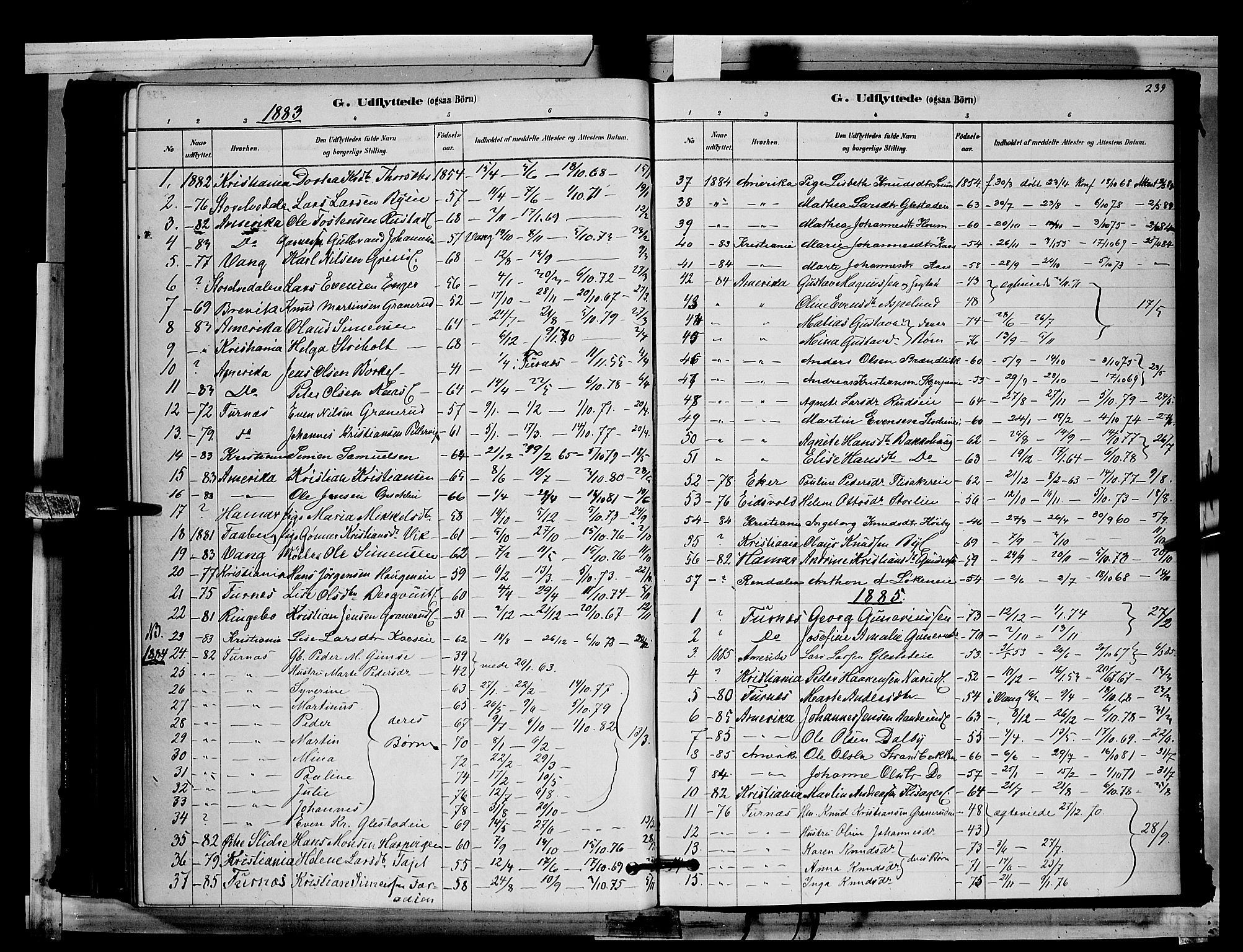 Ringsaker prestekontor, SAH/PREST-014/L/La/L0011: Parish register (copy) no. 11, 1879-1890, p. 239