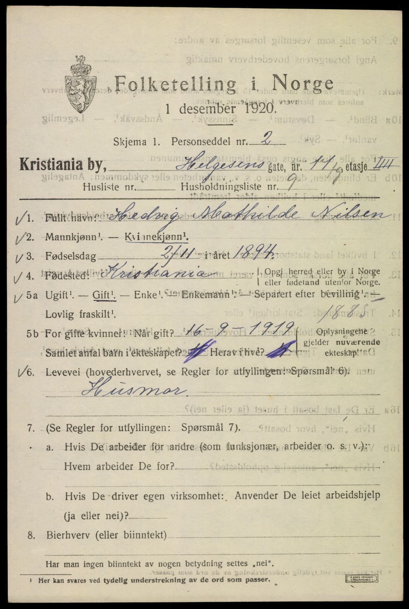 SAO, 1920 census for Kristiania, 1920, p. 283301