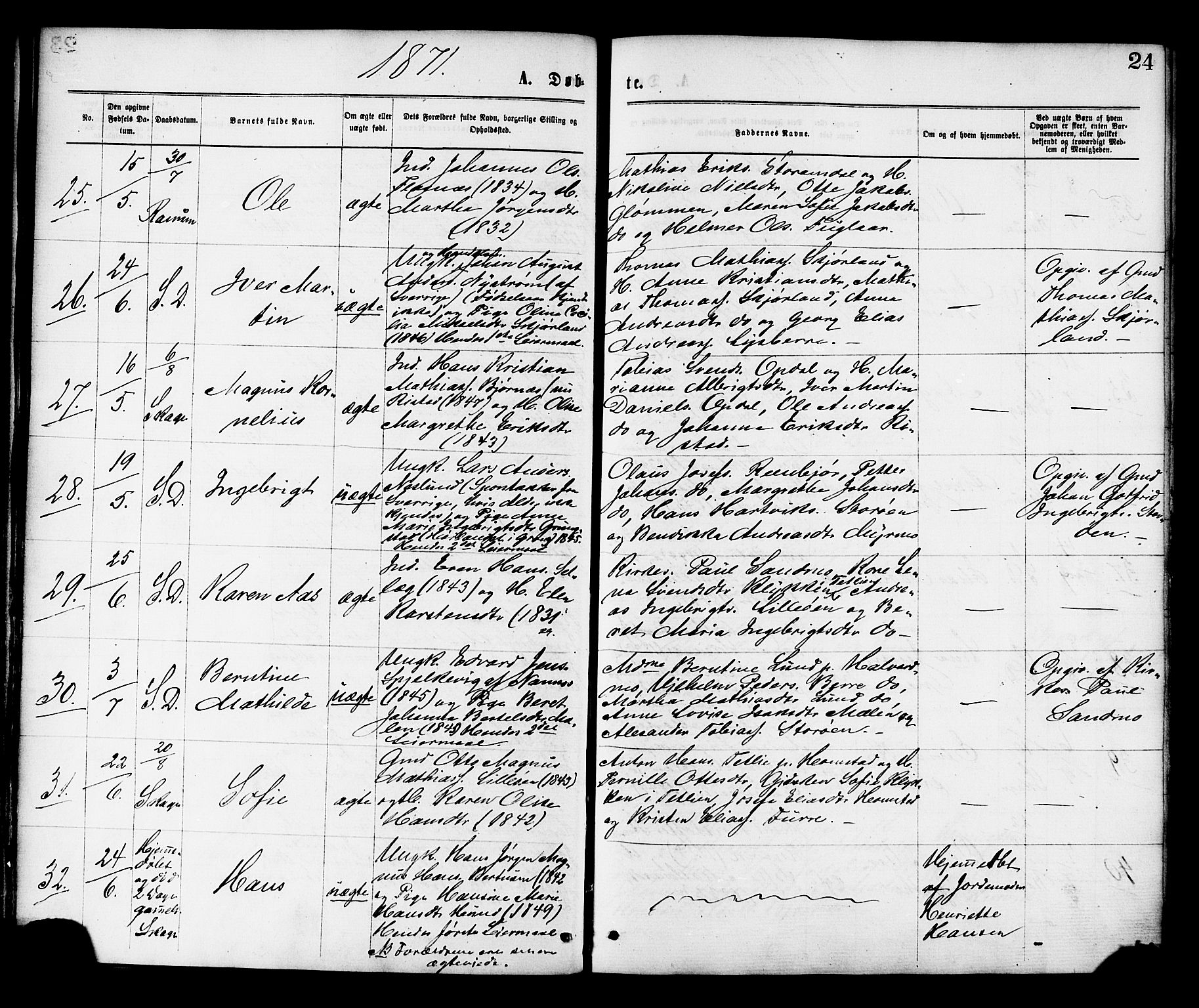 Ministerialprotokoller, klokkerbøker og fødselsregistre - Nord-Trøndelag, SAT/A-1458/764/L0554: Parish register (official) no. 764A09, 1867-1880, p. 24