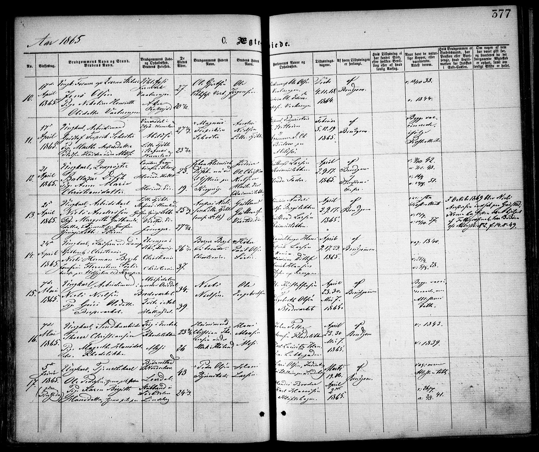 Østre Aker prestekontor Kirkebøker, AV/SAO-A-10840/F/Fa/L0001: Parish register (official) no. I 1, 1861-1869, p. 377