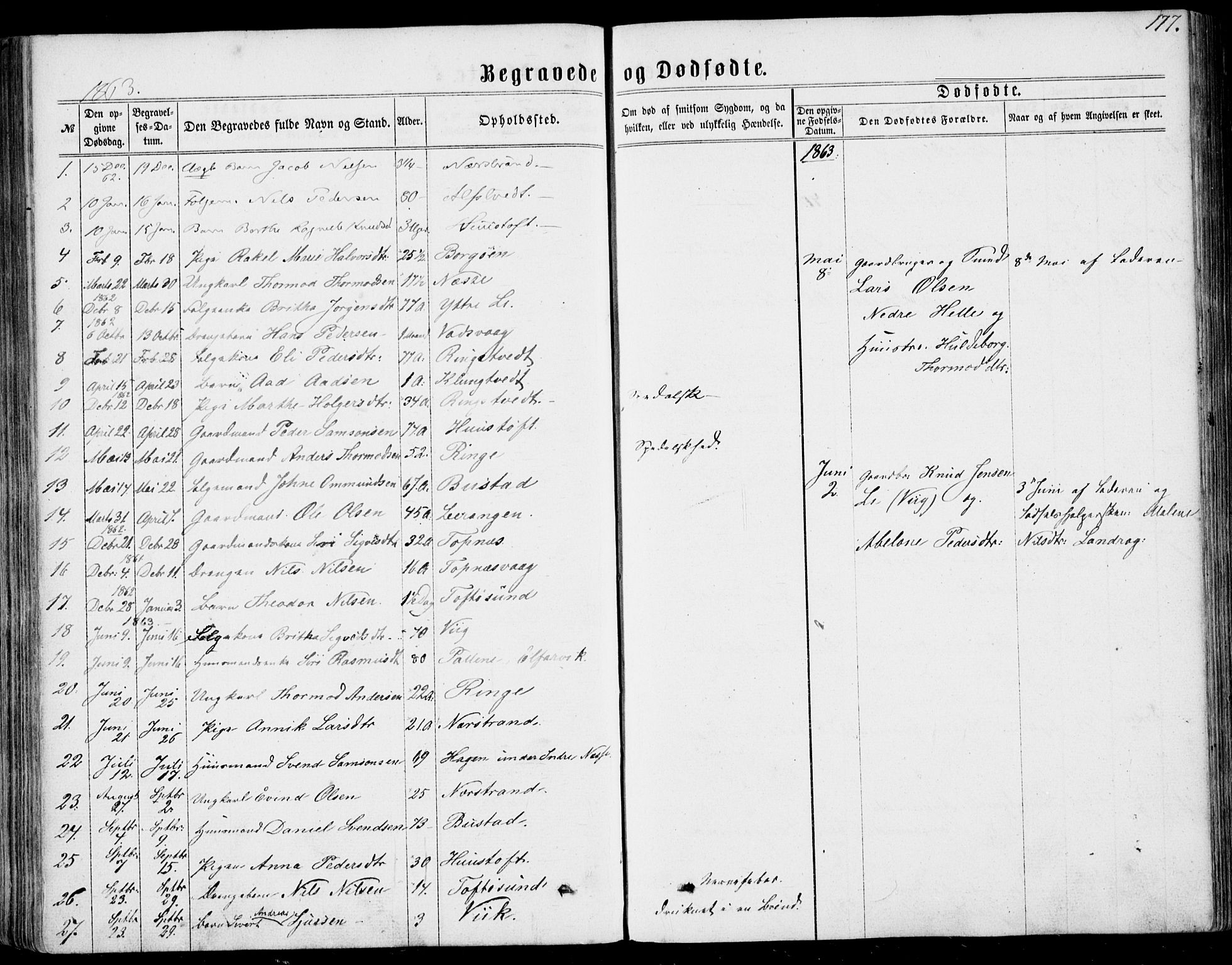 Nedstrand sokneprestkontor, SAST/A-101841/01/IV: Parish register (official) no. A 9, 1861-1876, p. 177