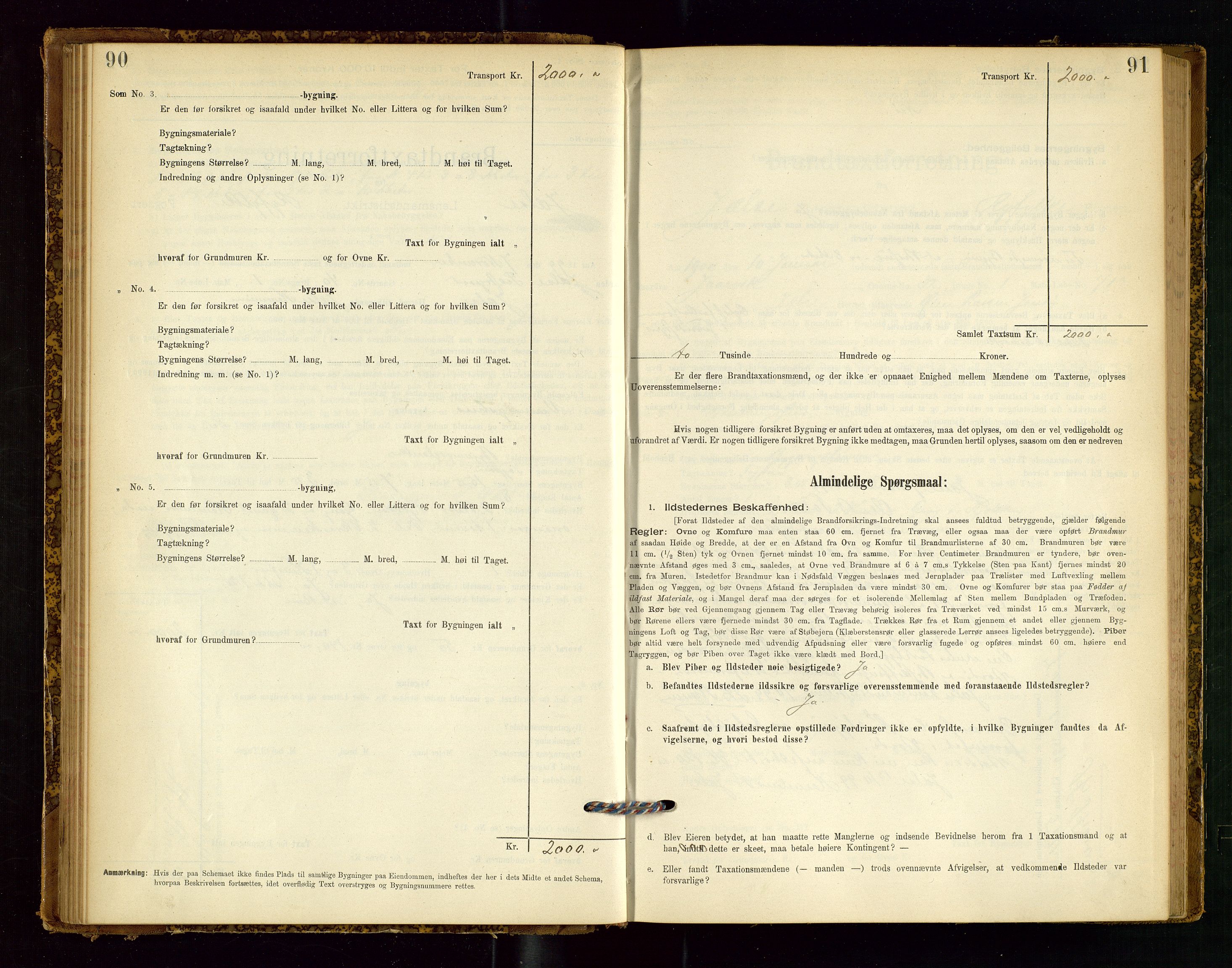Jelsa lensmannskontor, SAST/A-100360/Gob/L0001: "Brandtaxationsprotocol", 1895-1918, p. 90-91