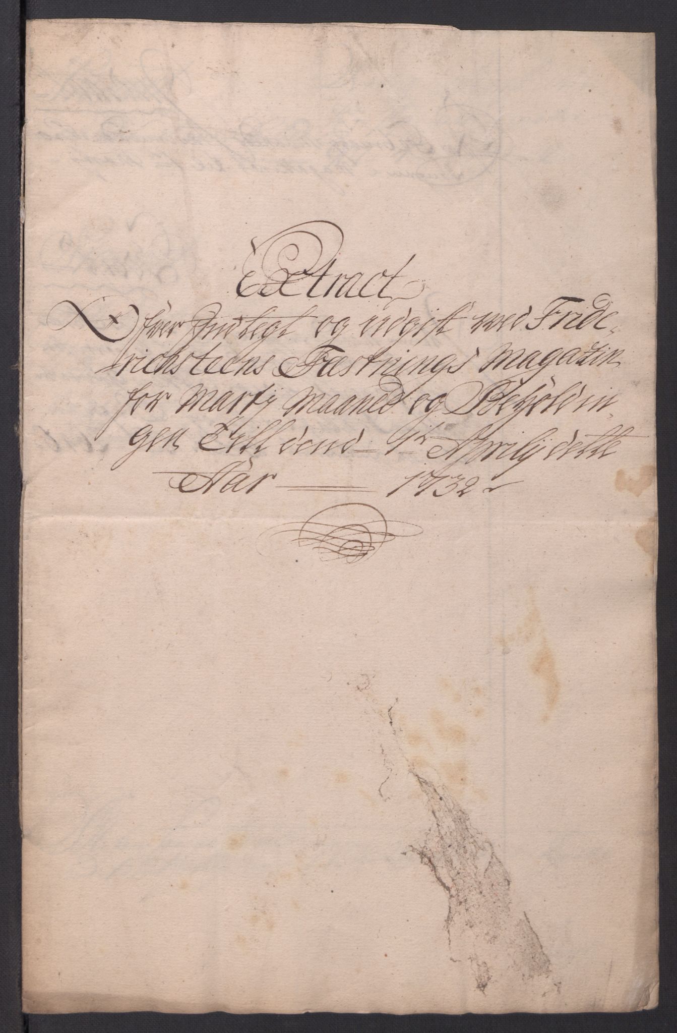 Kommanderende general (KG I) med Det norske krigsdirektorium, AV/RA-EA-5419/D/L0154: Fredriksten festning: Brev, inventarfortegnelser og regnskapsekstrakter, 1730-1739, p. 83