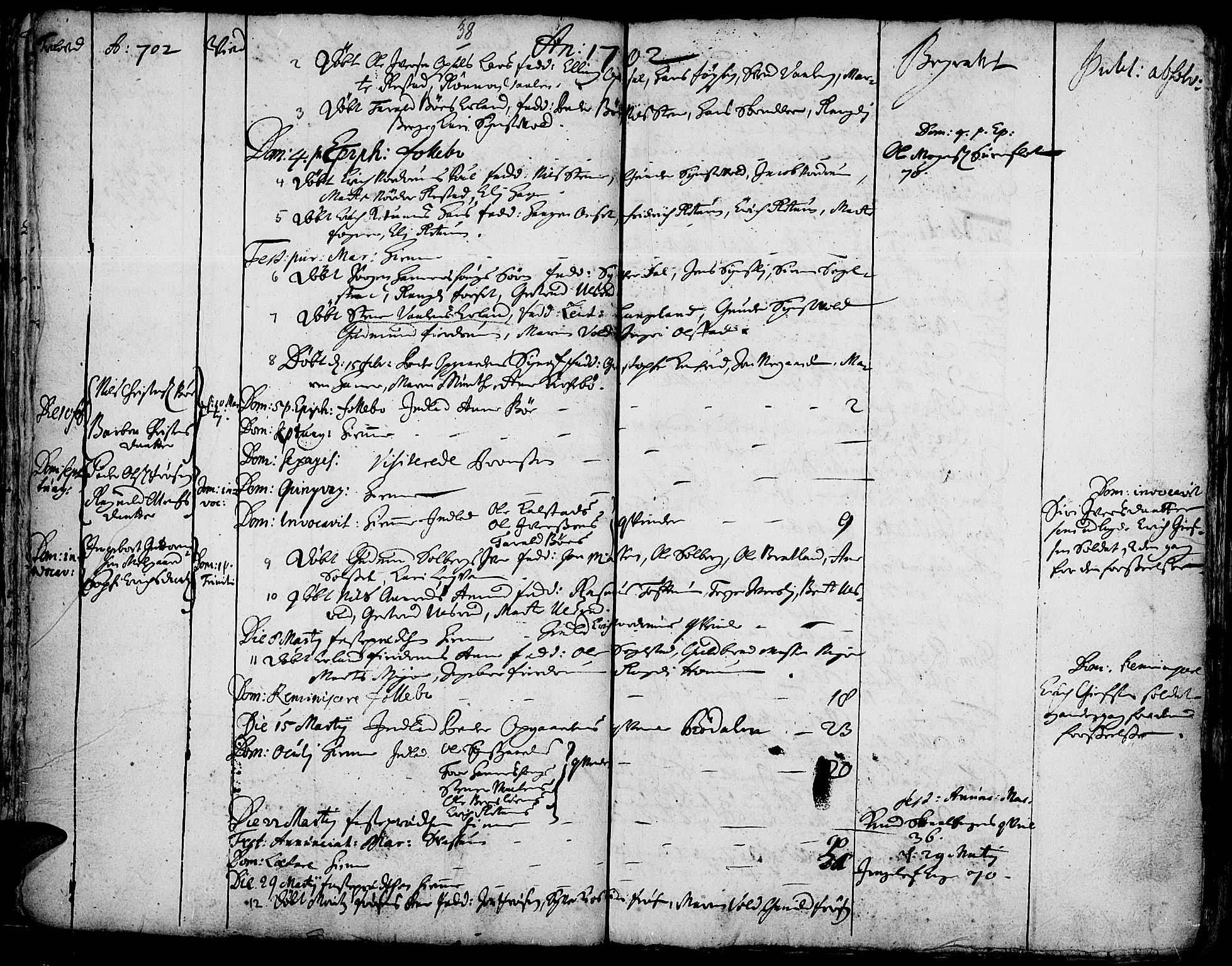Gausdal prestekontor, SAH/PREST-090/H/Ha/Haa/L0001: Parish register (official) no. 1, 1693-1728, p. 38