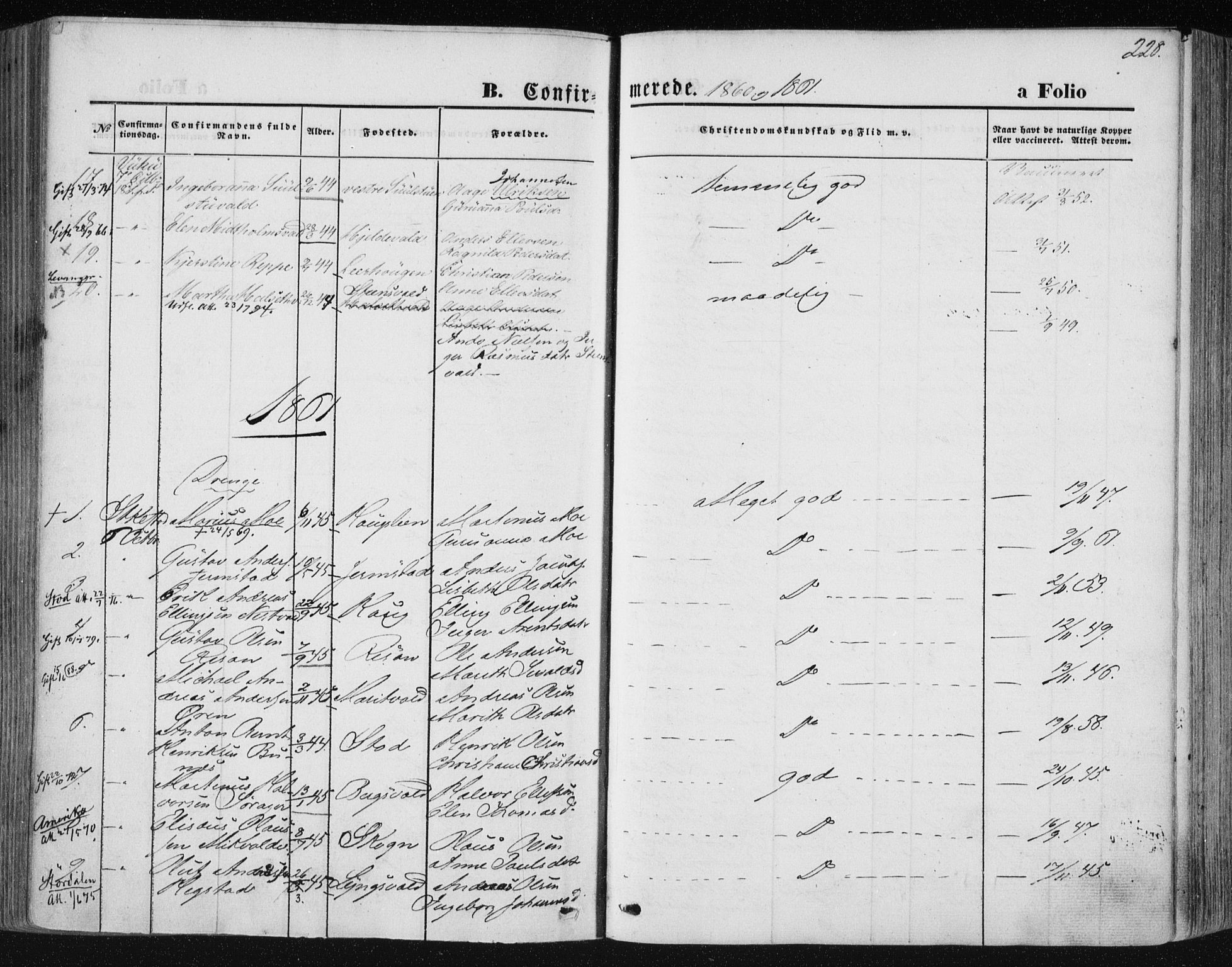 Ministerialprotokoller, klokkerbøker og fødselsregistre - Nord-Trøndelag, SAT/A-1458/723/L0241: Parish register (official) no. 723A10, 1860-1869, p. 228