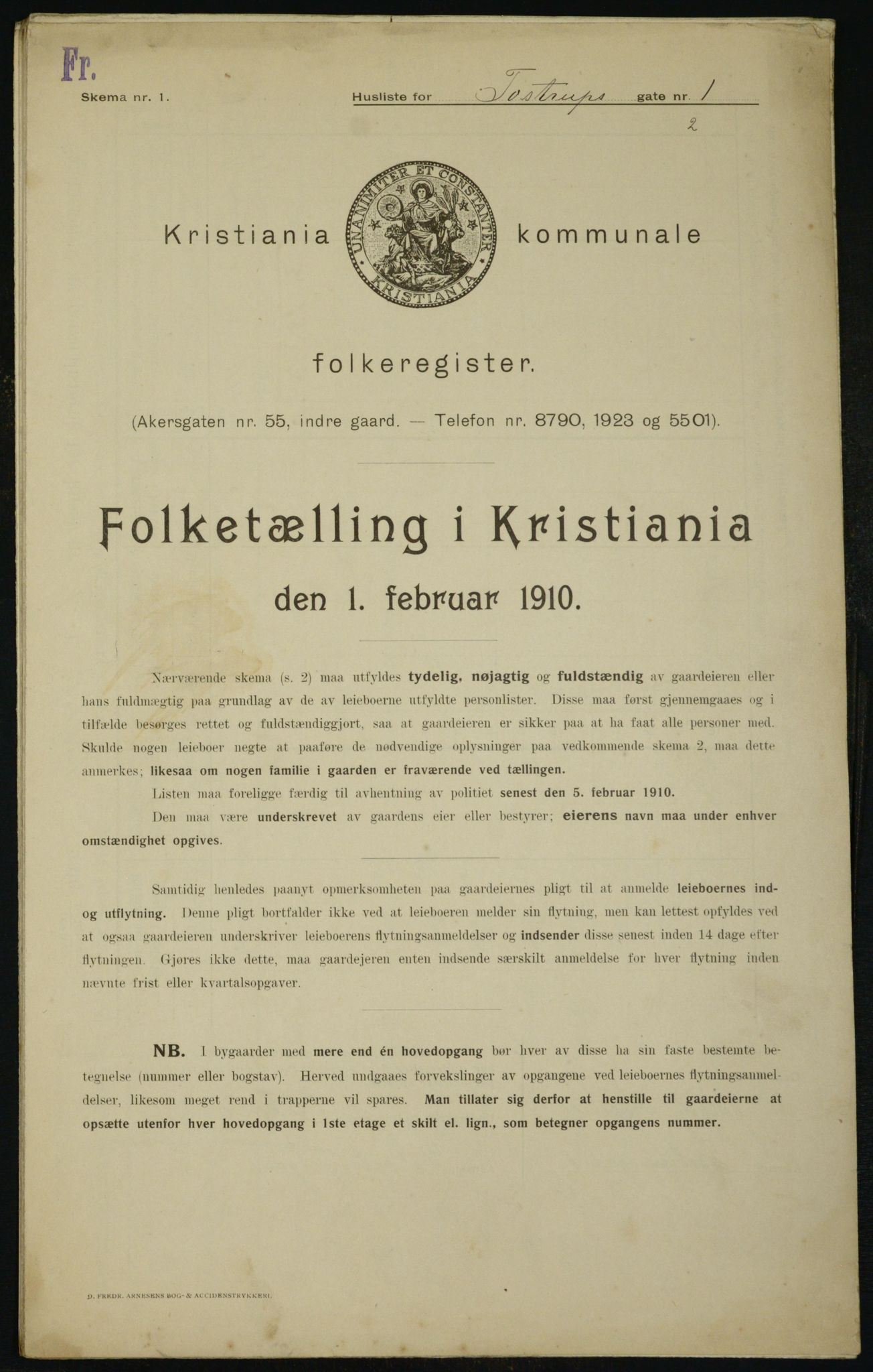 OBA, Municipal Census 1910 for Kristiania, 1910, p. 109375