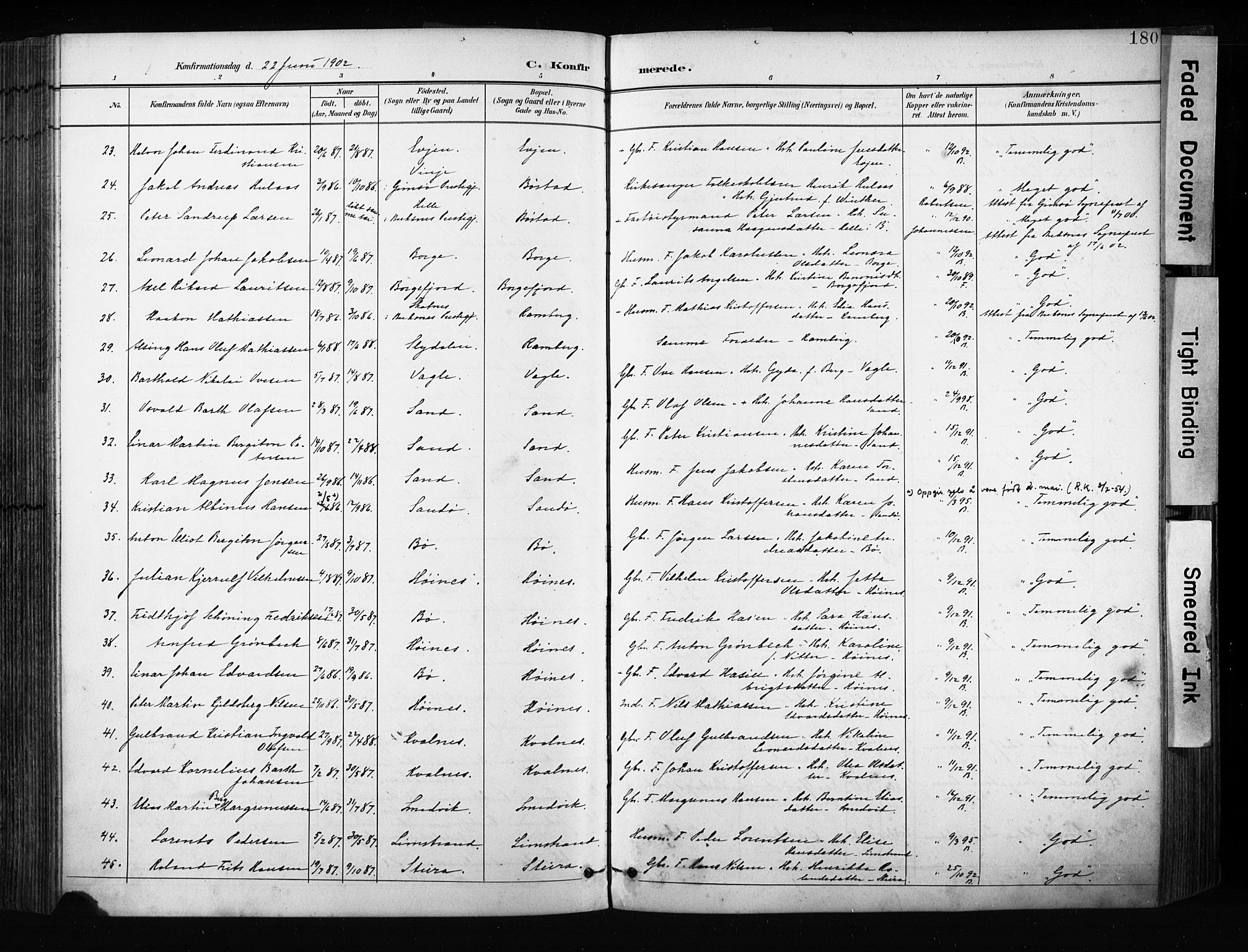 Ministerialprotokoller, klokkerbøker og fødselsregistre - Nordland, AV/SAT-A-1459/880/L1134: Parish register (official) no. 880A08, 1899-1908, p. 180