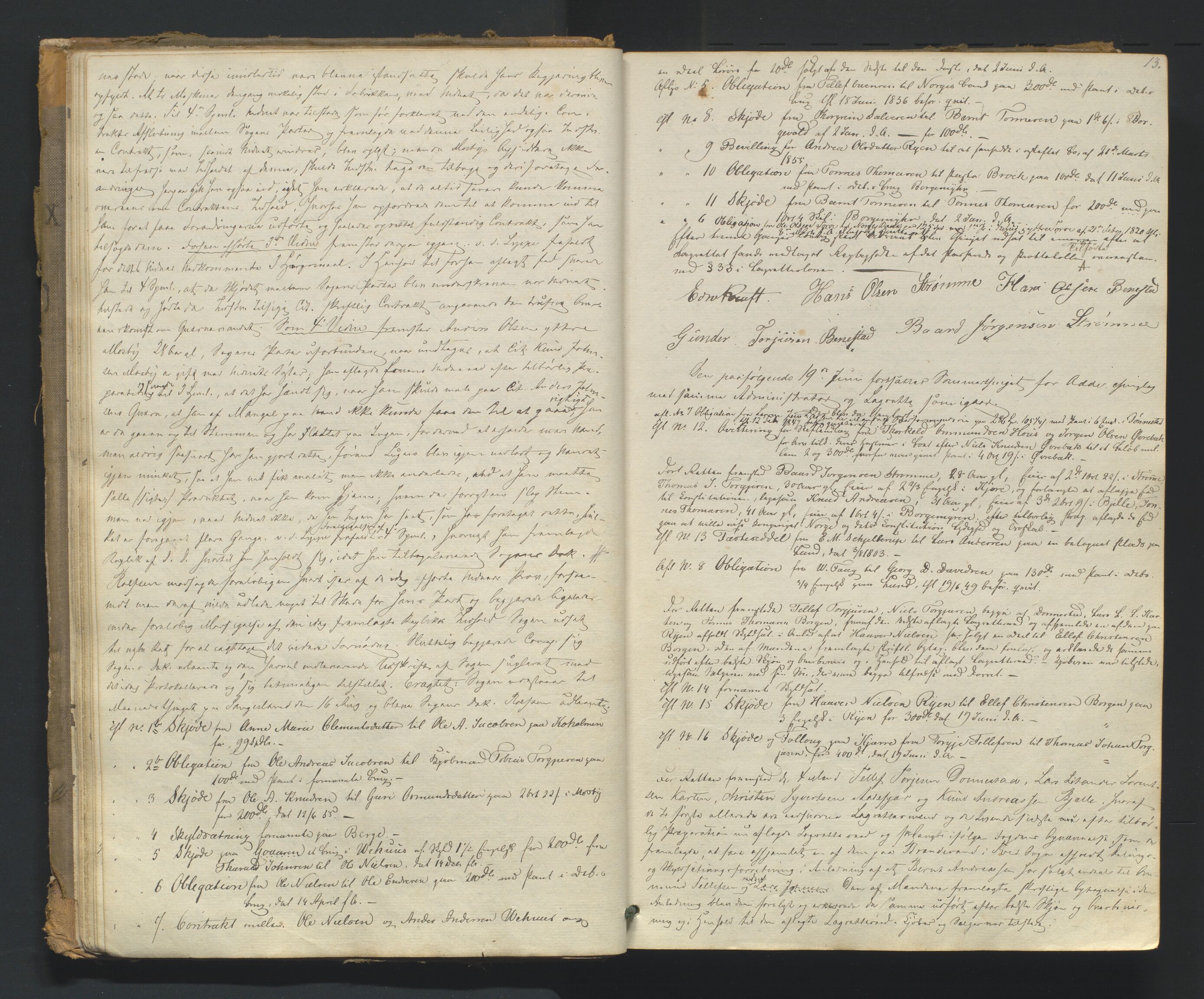 Torridal sorenskriveri, AV/SAK-1221-0012/F/Fa/L0001: Tingbok nr. 1, 1855-1864, p. 12b-13a