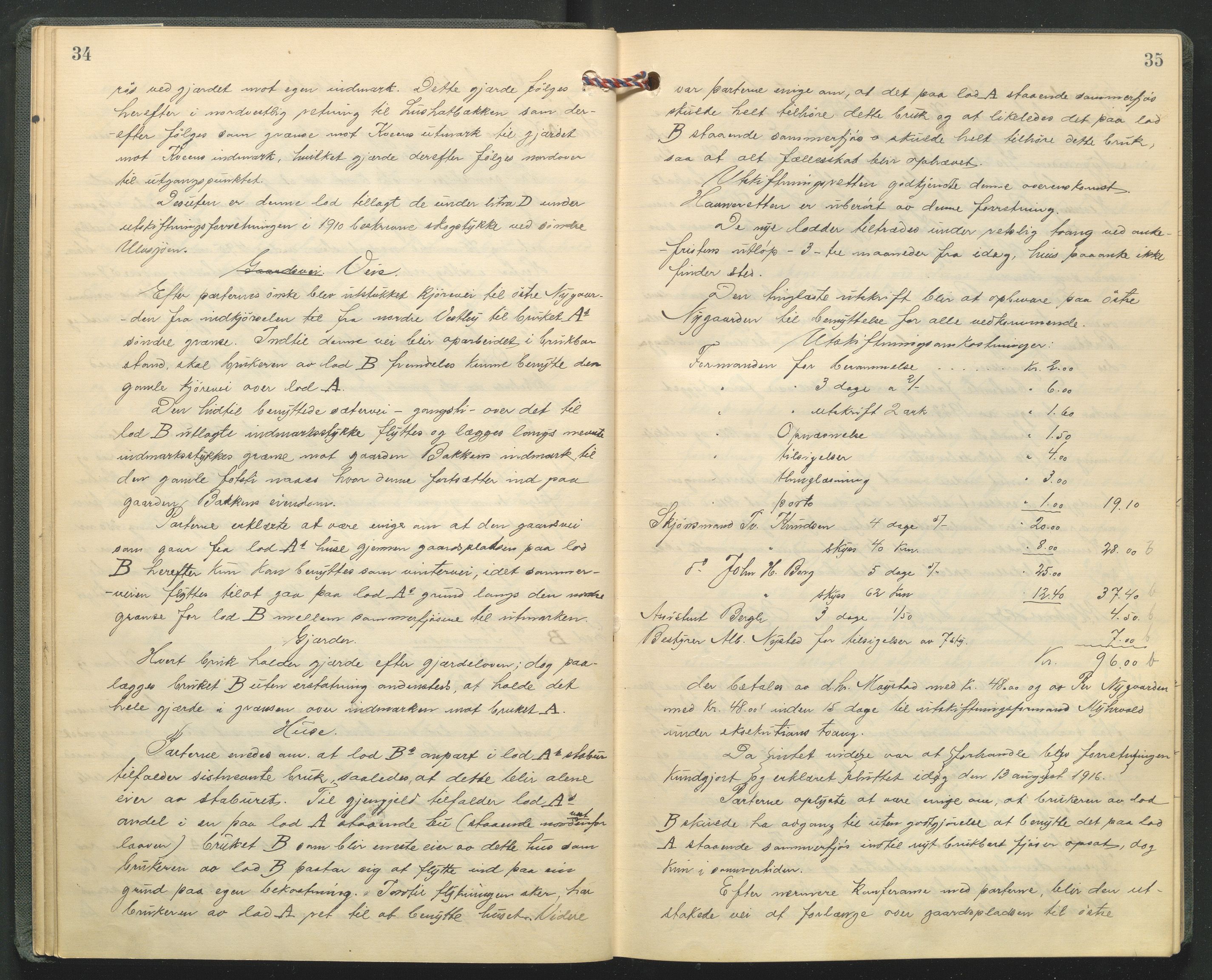 Hedmark og Østerdal jordskifterett, AV/SAH-JORDSKIFTEH-002/G/Ga/L0005/0001: Rettsbøker / Rettsbok - O, 1916-1921, p. 34-35
