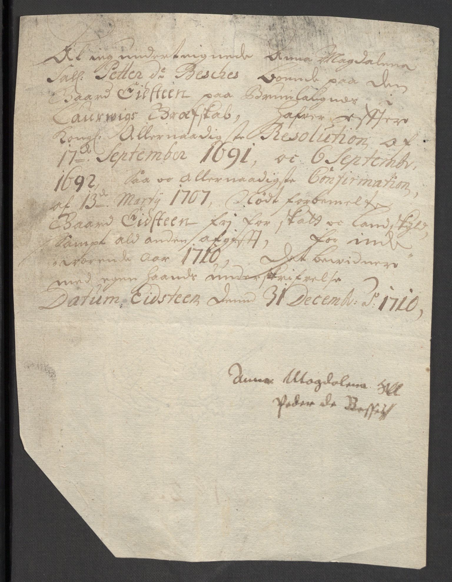 Rentekammeret inntil 1814, Reviderte regnskaper, Fogderegnskap, AV/RA-EA-4092/R33/L1981: Fogderegnskap Larvik grevskap, 1709-1710, p. 448