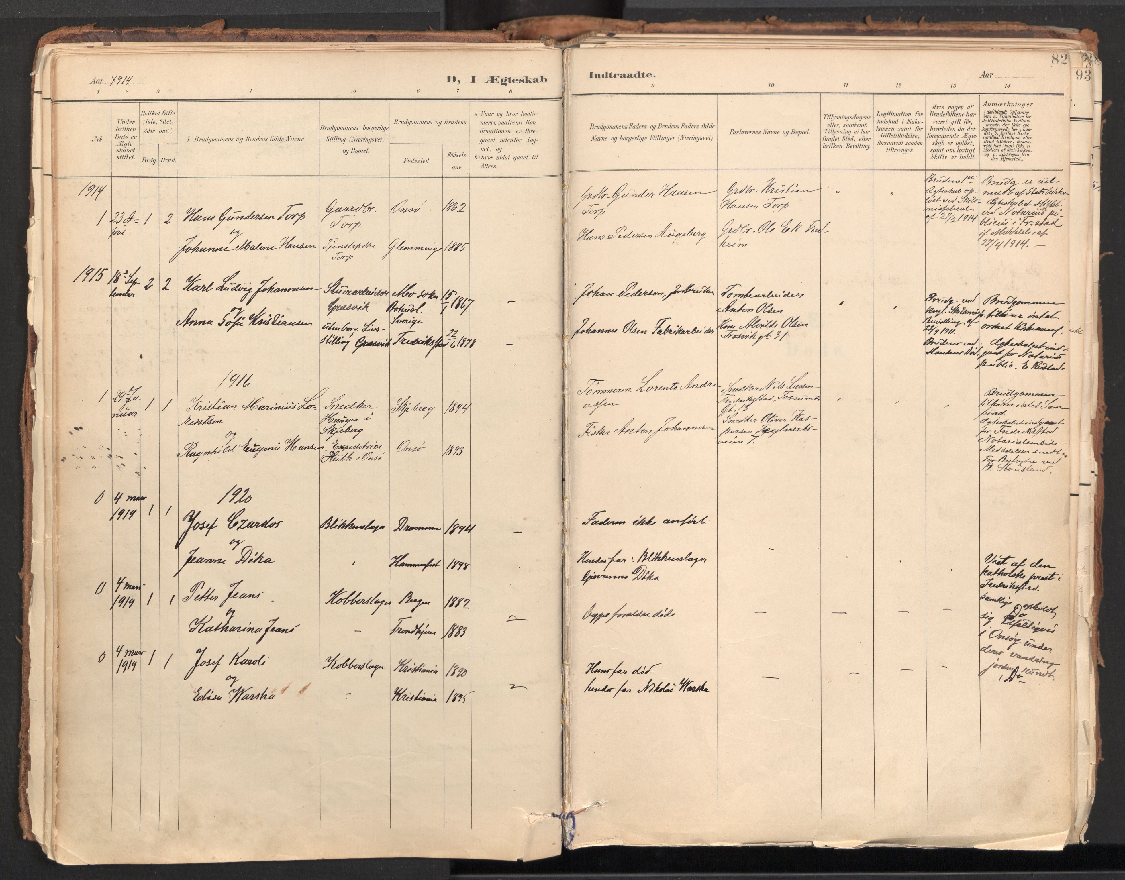 Onsøy prestekontor Kirkebøker, AV/SAO-A-10914/F/Fa/L0009: Parish register (official) no. I 9, 1899-1966, p. 82