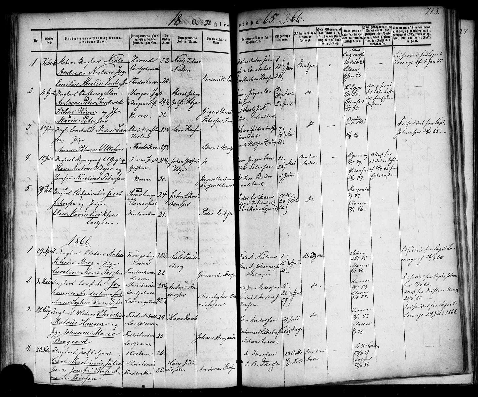 Horten kirkebøker, SAKO/A-348/F/Fa/L0001: Parish register (official) no. 1, 1855-1871, p. 263