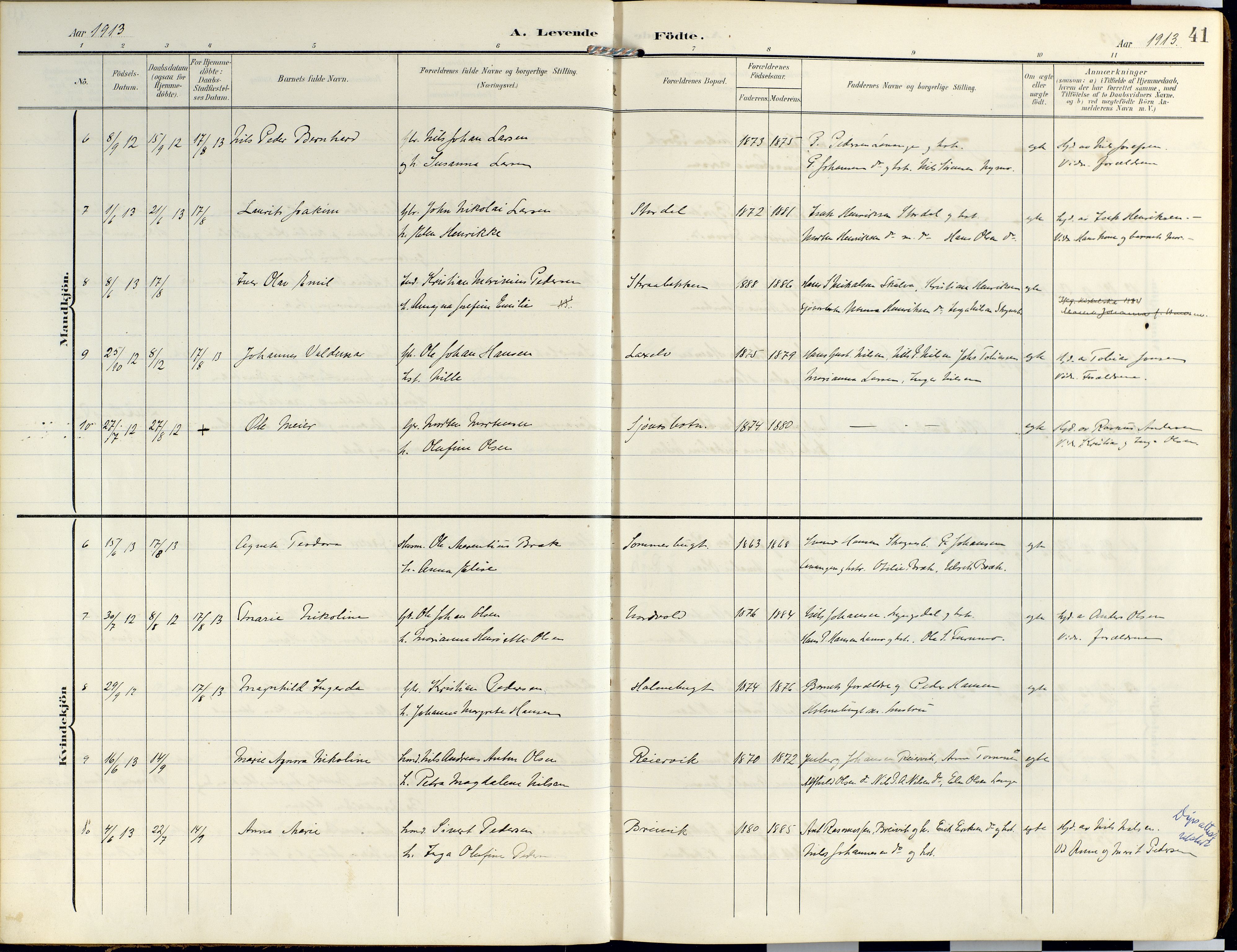 Lyngen sokneprestembete, SATØ/S-1289/H/He/Hea/L0014kirke: Parish register (official) no. 14, 1905-1920, p. 41