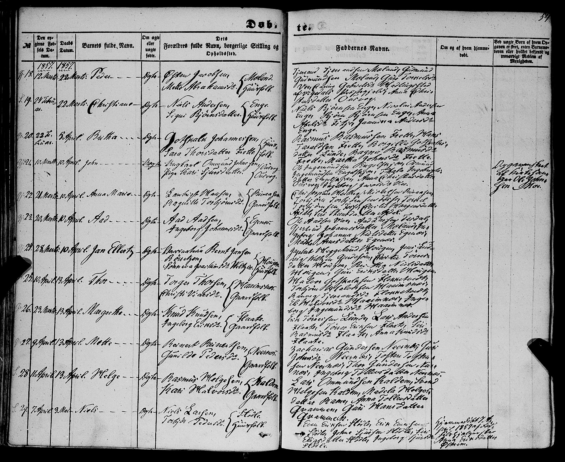 Etne sokneprestembete, AV/SAB-A-75001/H/Haa: Parish register (official) no. A 8, 1848-1862, p. 54