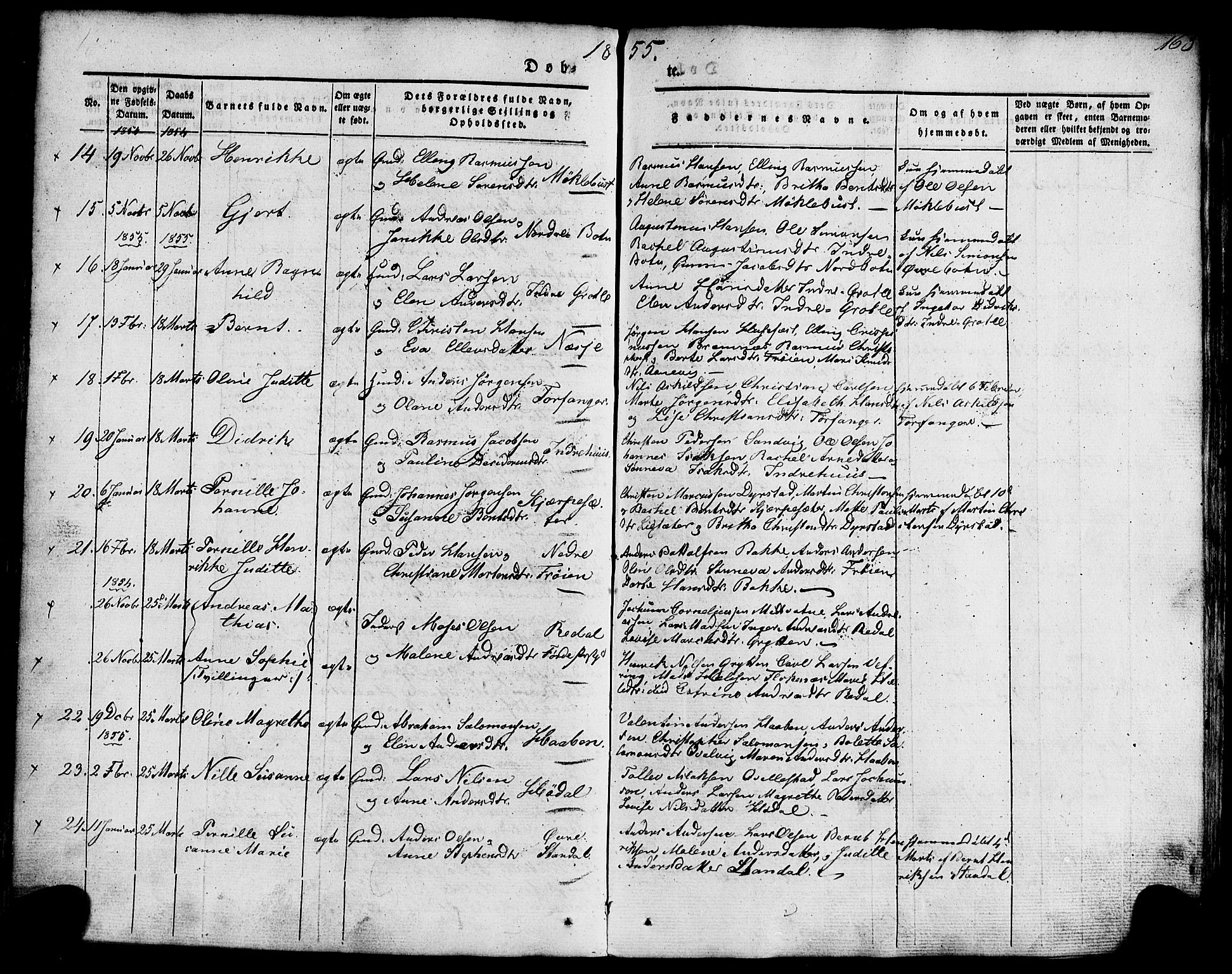 Kinn sokneprestembete, AV/SAB-A-80801/H/Haa/Haaa/L0005: Parish register (official) no. A 5, 1841-1857, p. 163