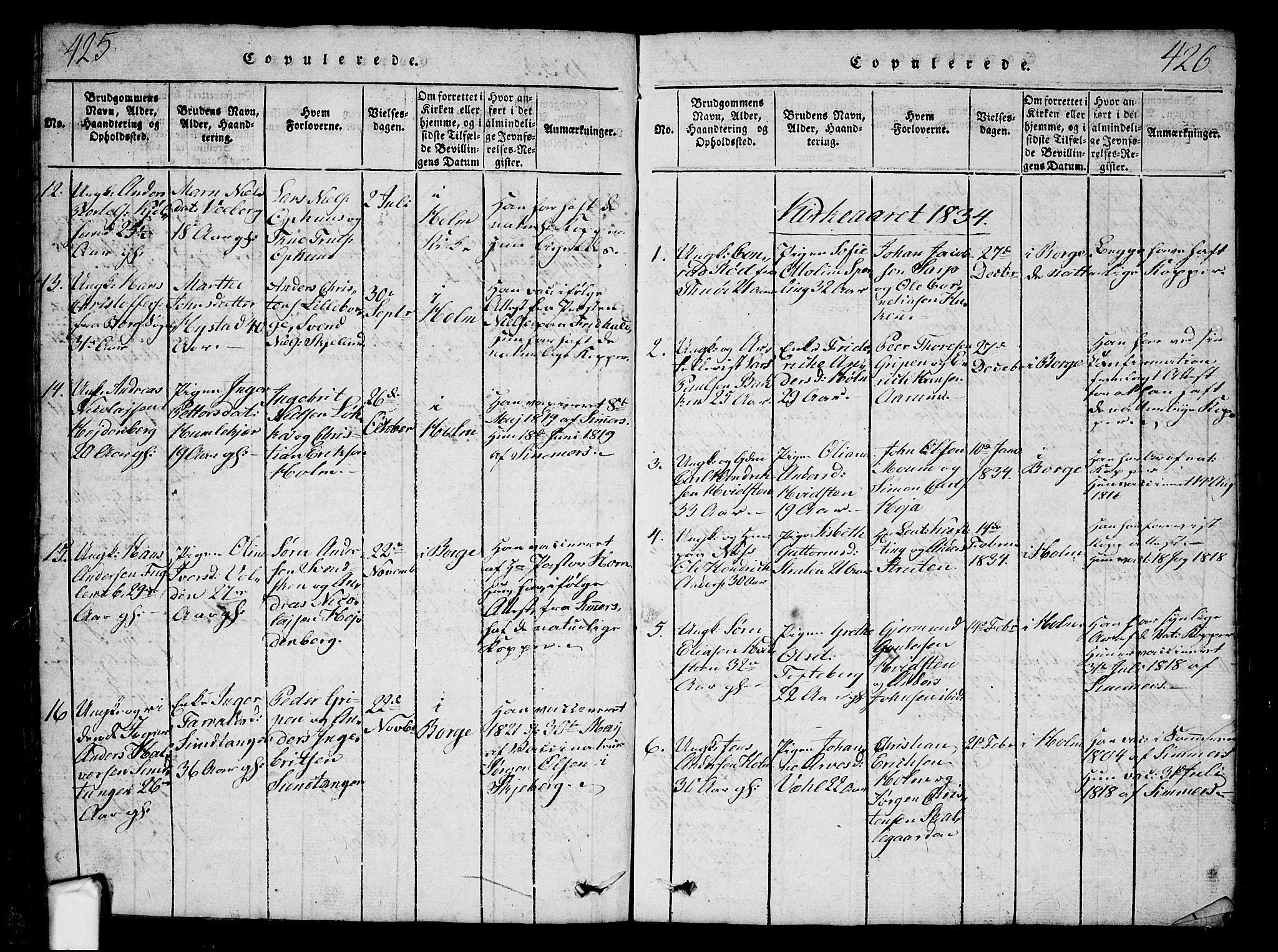 Borge prestekontor Kirkebøker, AV/SAO-A-10903/G/Ga/L0001: Parish register (copy) no.  I 1, 1815-1835, p. 425-426