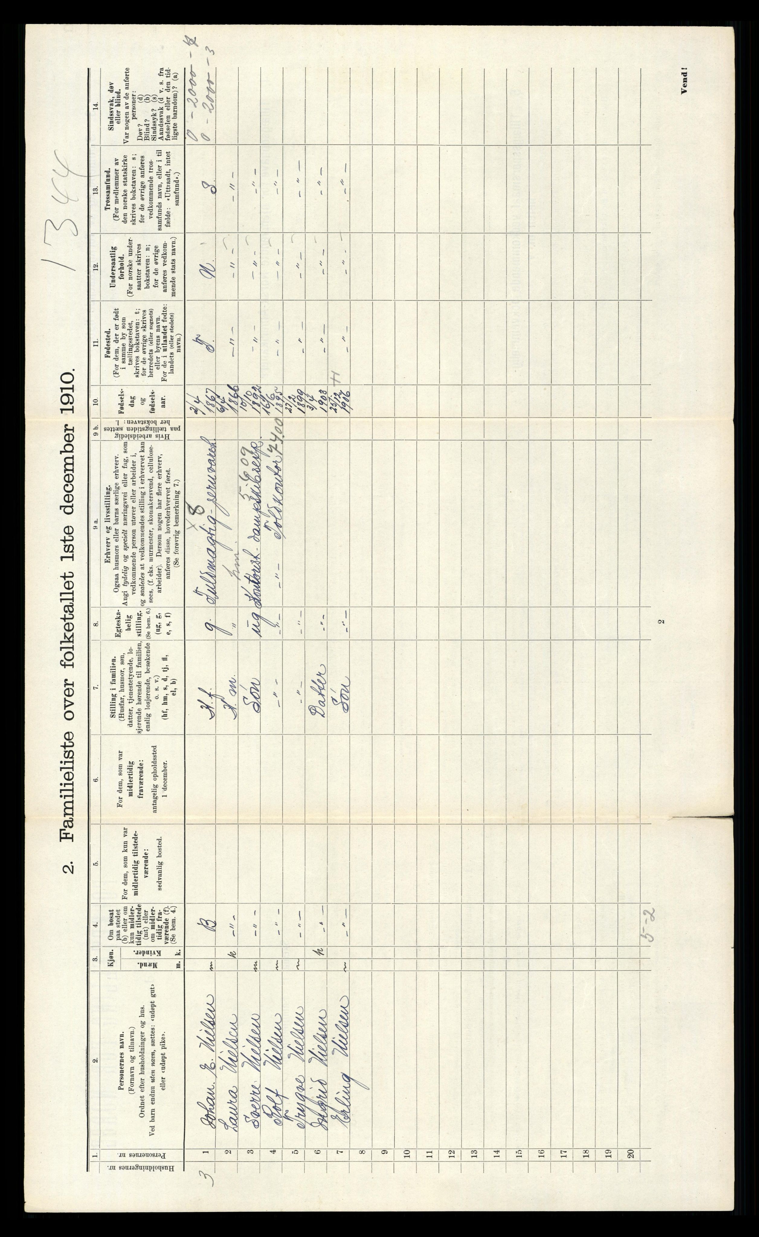 RA, 1910 census for Kristiansand, 1910, p. 1169