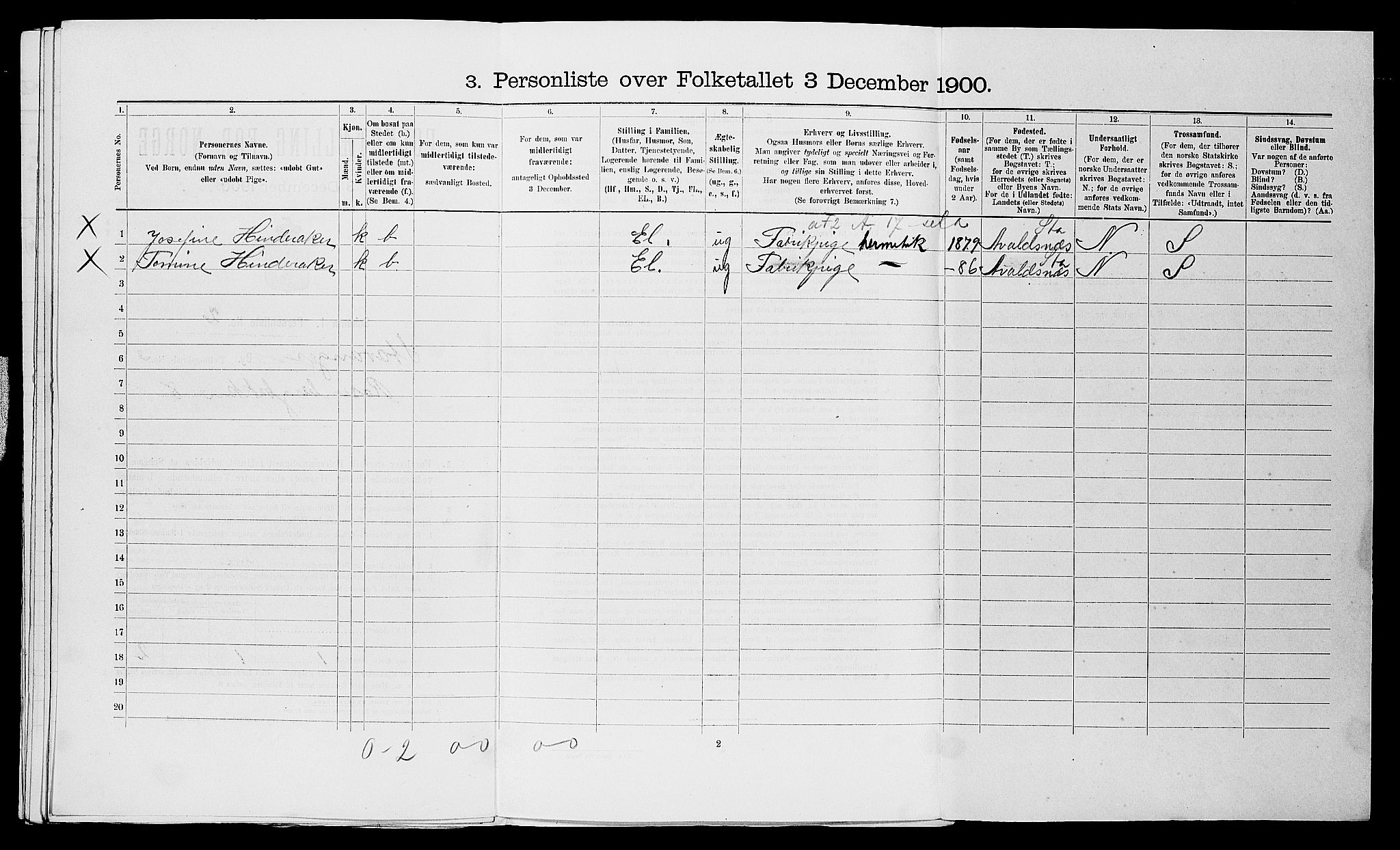 SAST, 1900 census for Stavanger, 1900, p. 1116