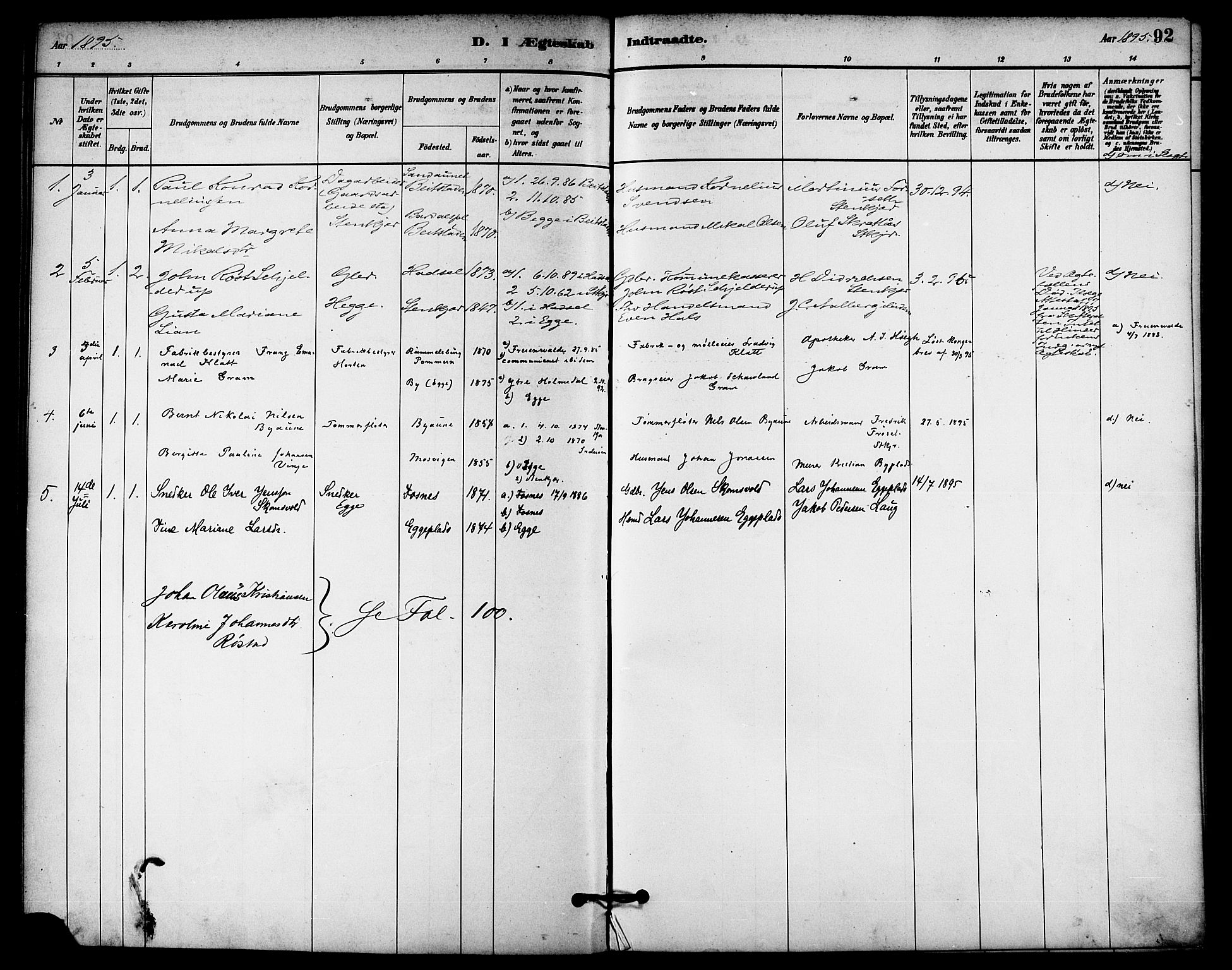 Ministerialprotokoller, klokkerbøker og fødselsregistre - Nord-Trøndelag, SAT/A-1458/740/L0378: Parish register (official) no. 740A01, 1881-1895, p. 92