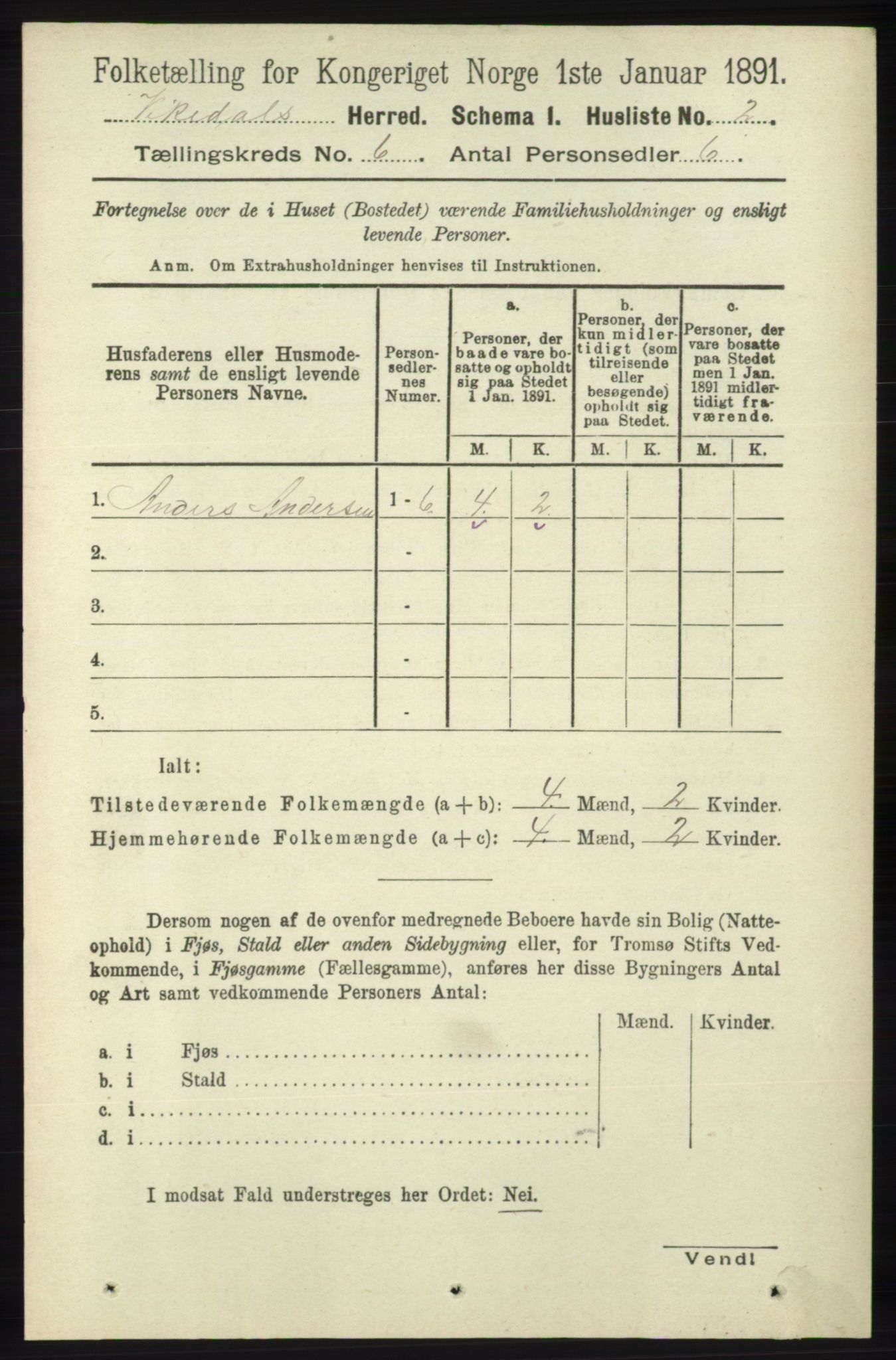 RA, 1891 census for 1157 Vikedal, 1891, p. 1492