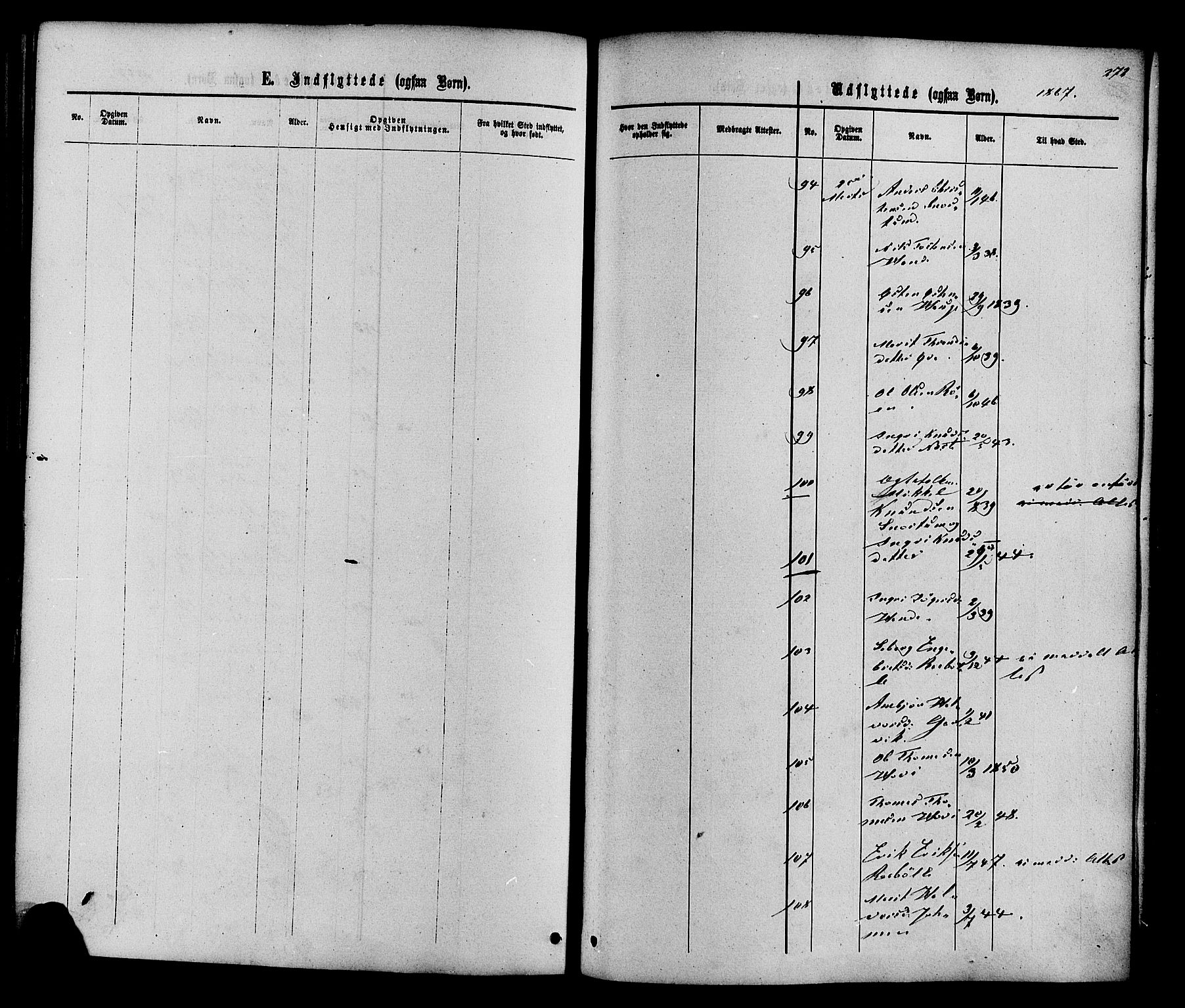 Vestre Slidre prestekontor, SAH/PREST-136/H/Ha/Haa/L0003: Parish register (official) no. 3, 1865-1880, p. 272