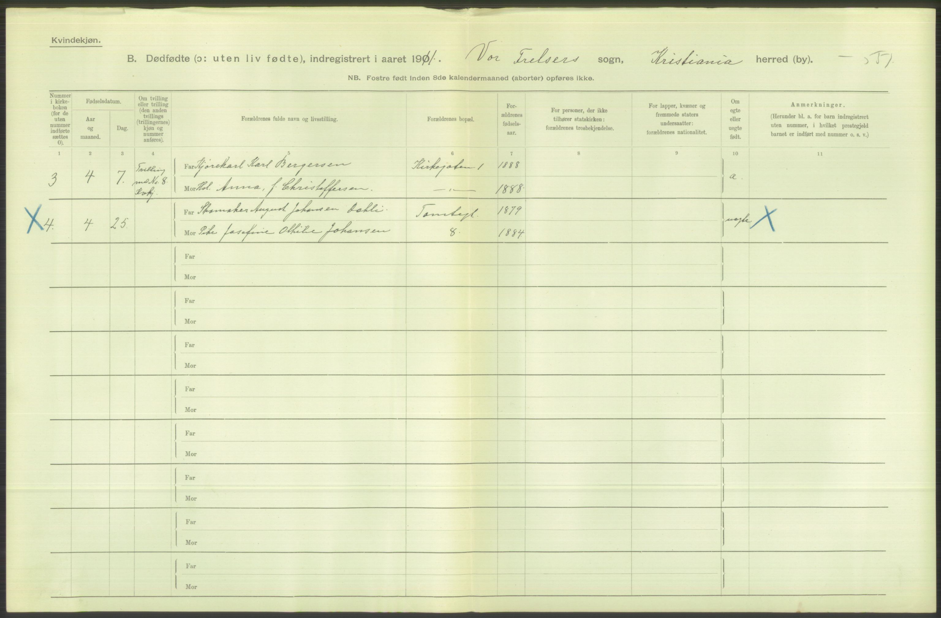 Statistisk sentralbyrå, Sosiodemografiske emner, Befolkning, RA/S-2228/D/Df/Dfb/Dfba/L0010: Kristiania: Døde kvinner samt dødfødte., 1911, p. 110