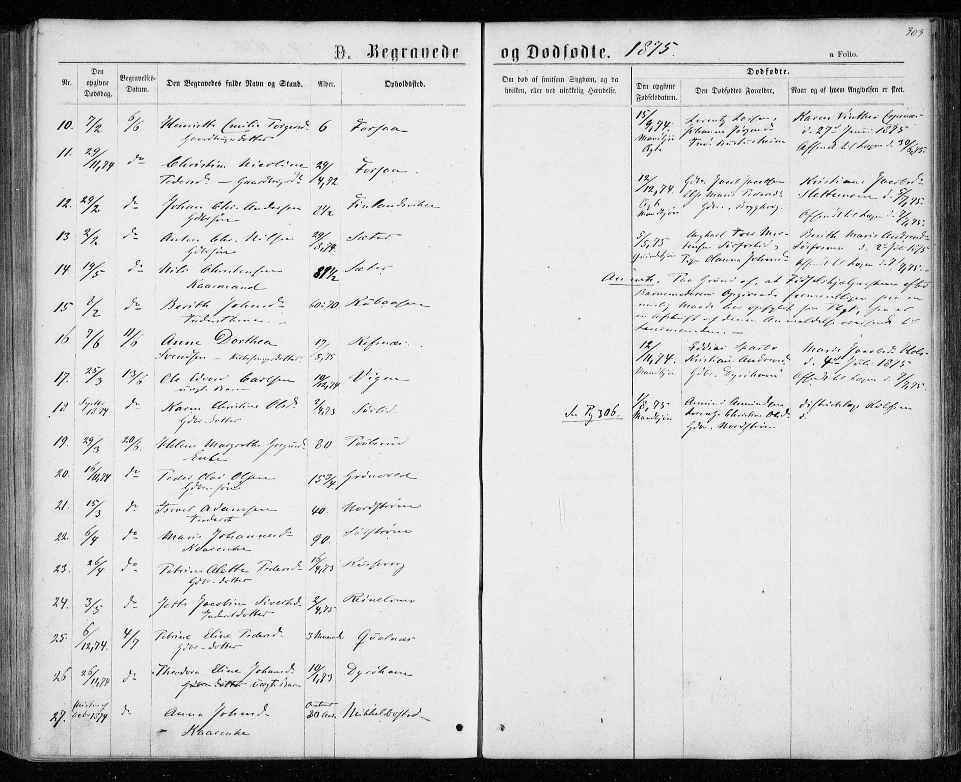 Tranøy sokneprestkontor, SATØ/S-1313/I/Ia/Iaa/L0008kirke: Parish register (official) no. 8, 1867-1877, p. 303