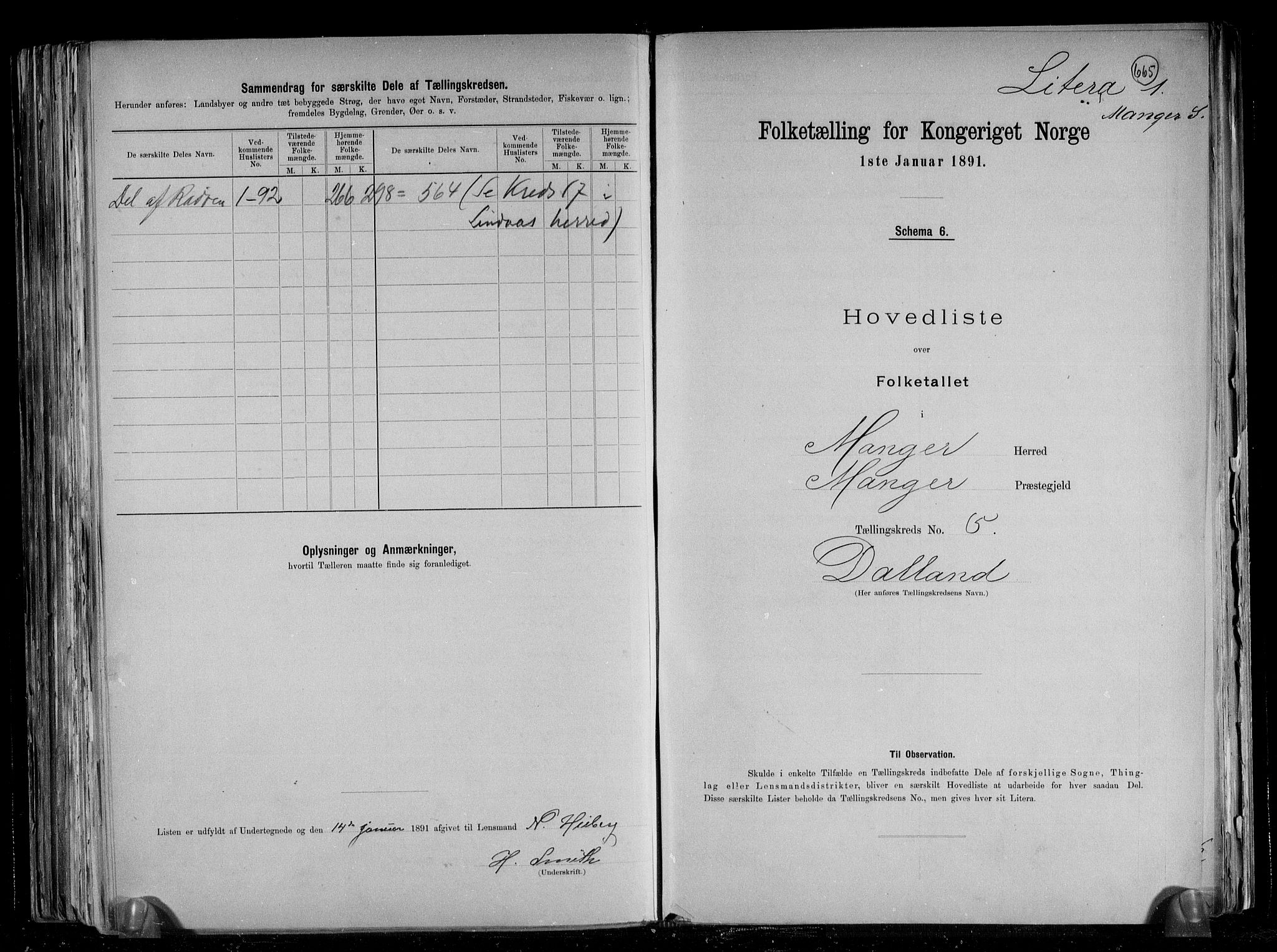 RA, 1891 census for 1261 Manger, 1891, p. 16