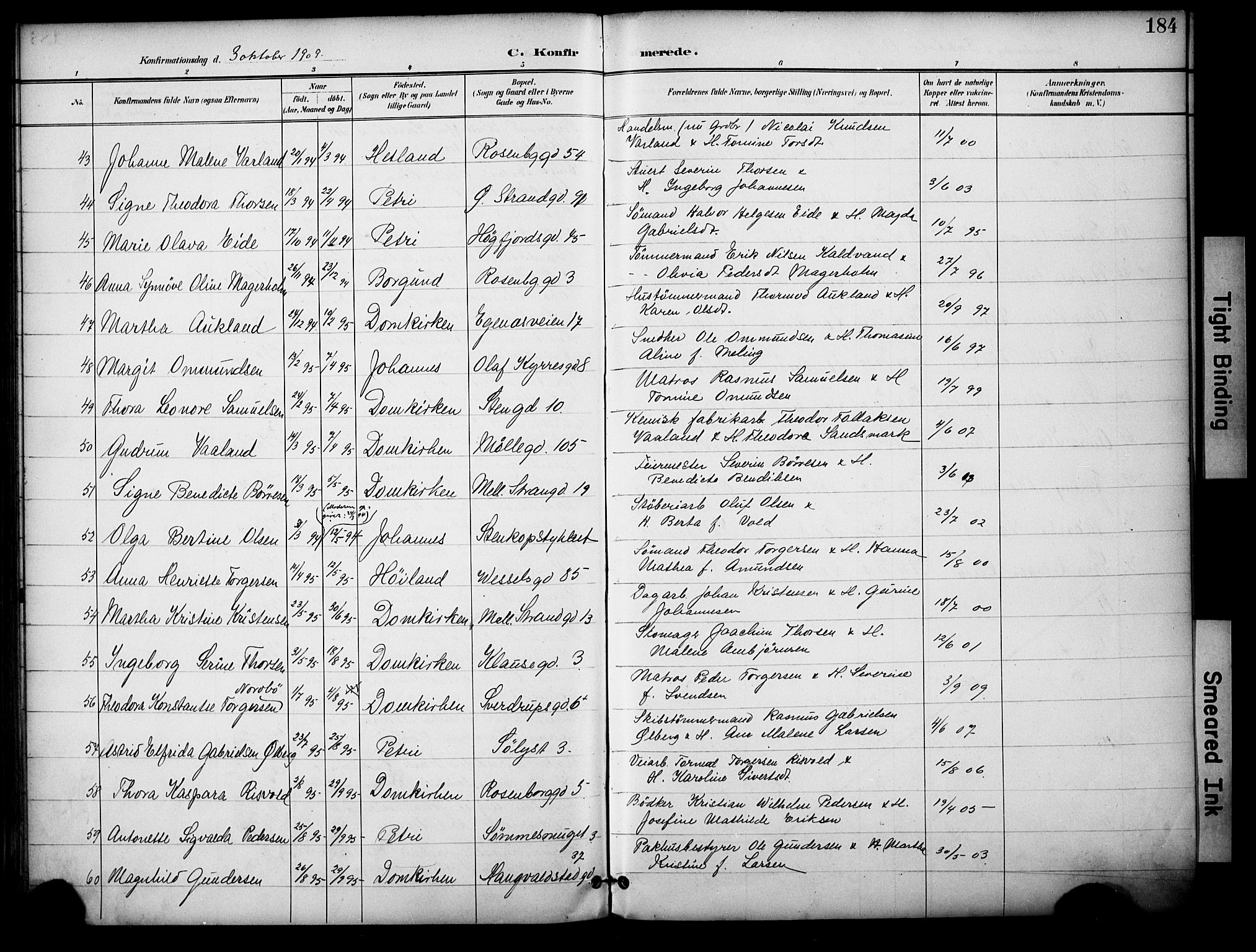 Domkirken sokneprestkontor, SAST/A-101812/001/30/30BA/L0031: Parish register (official) no. A 30, 1896-1916, p. 184