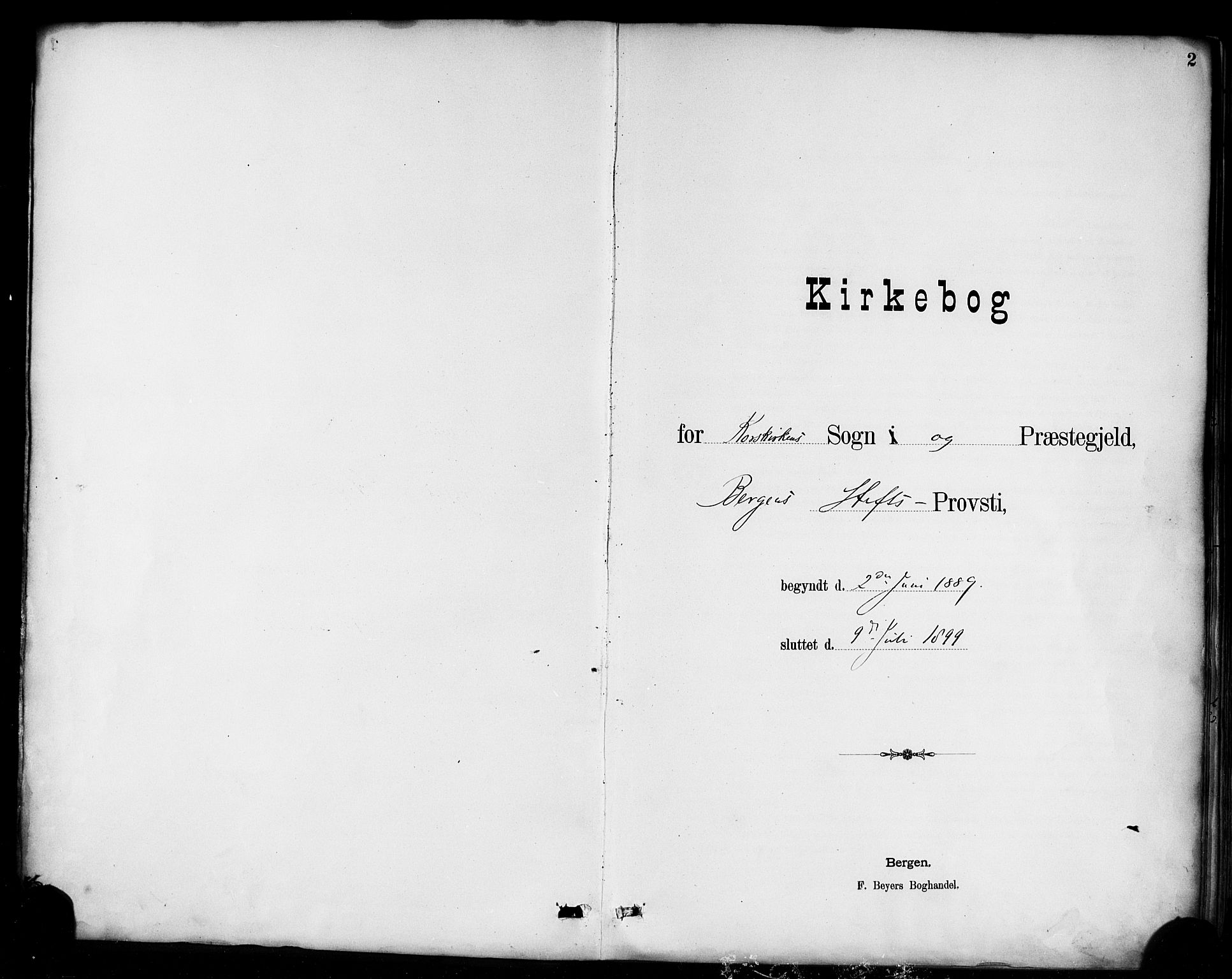 Korskirken sokneprestembete, SAB/A-76101/H/Haa/L0022: Parish register (official) no. B 8, 1889-1899, p. 2