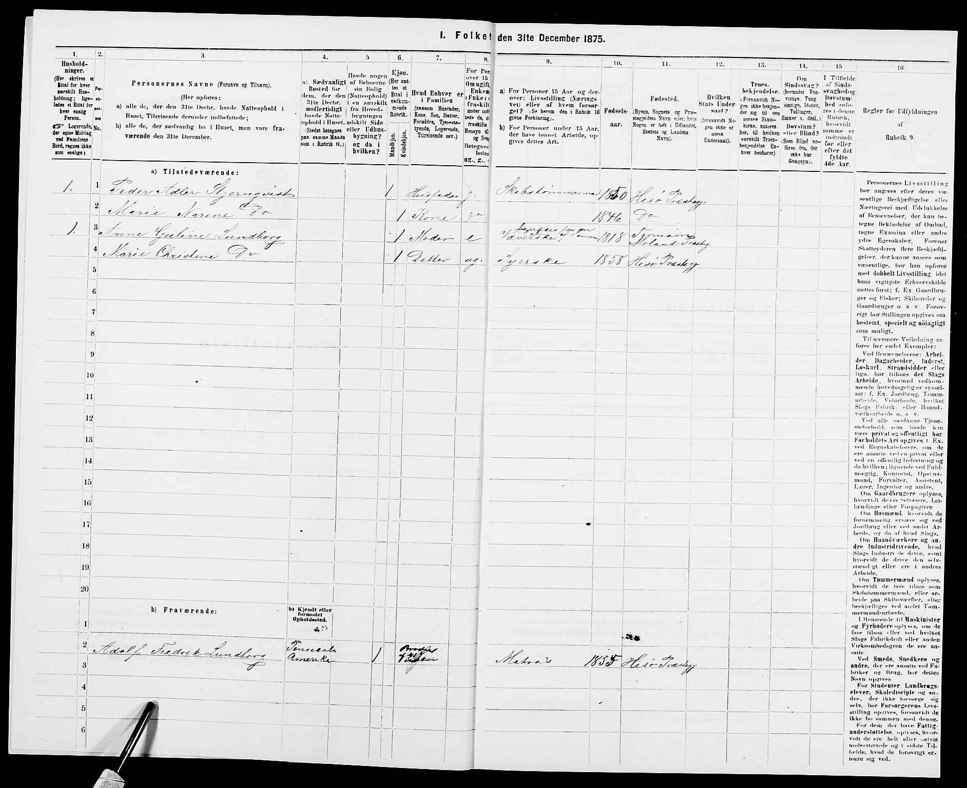 SAK, 1875 census for 0922P Hisøy, 1875, p. 387