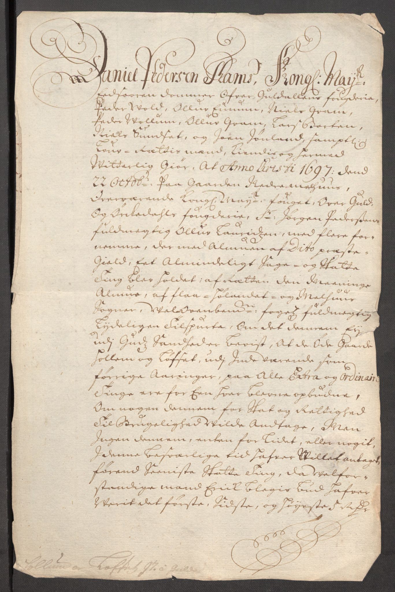 Rentekammeret inntil 1814, Reviderte regnskaper, Fogderegnskap, AV/RA-EA-4092/R60/L3947: Fogderegnskap Orkdal og Gauldal, 1697, p. 434